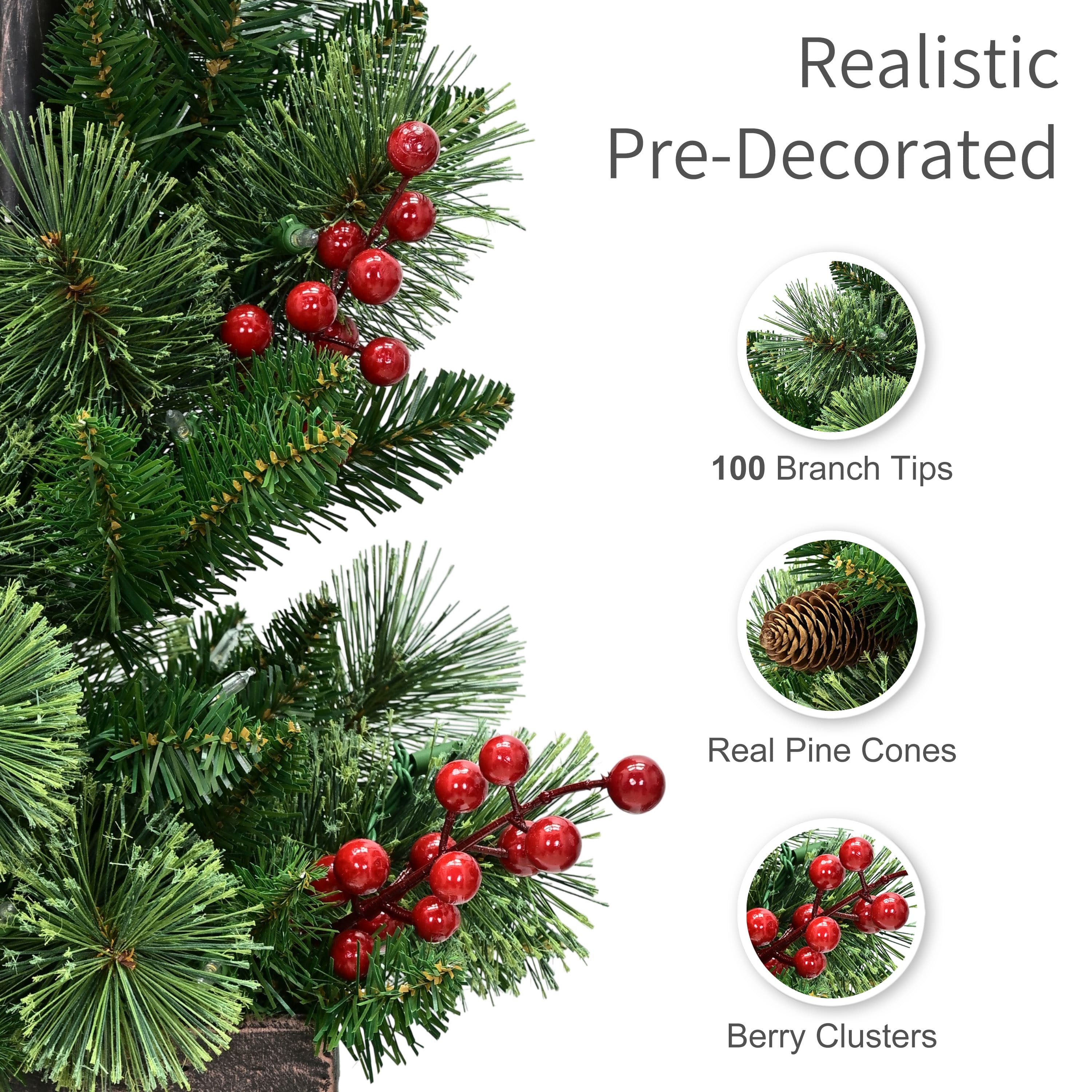 Puleo International 4ft. Pre-Lit Pinecones, Berries & Red Bow Artificial Spiral Lamp Post Trees, 2ct.