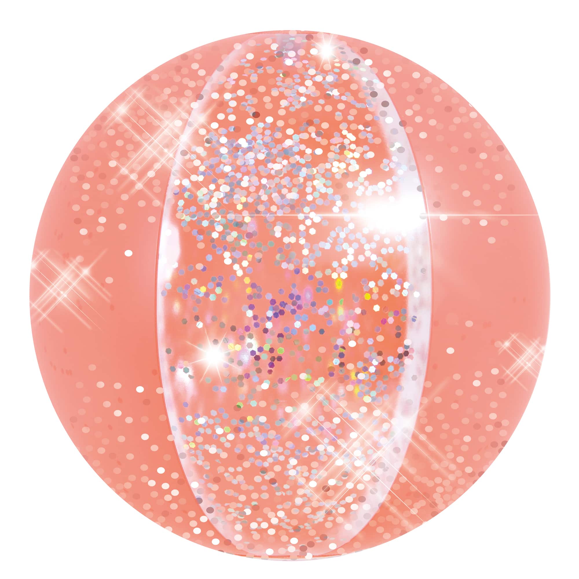16" Salmon Pink Glitter Inflatable Beach Ball