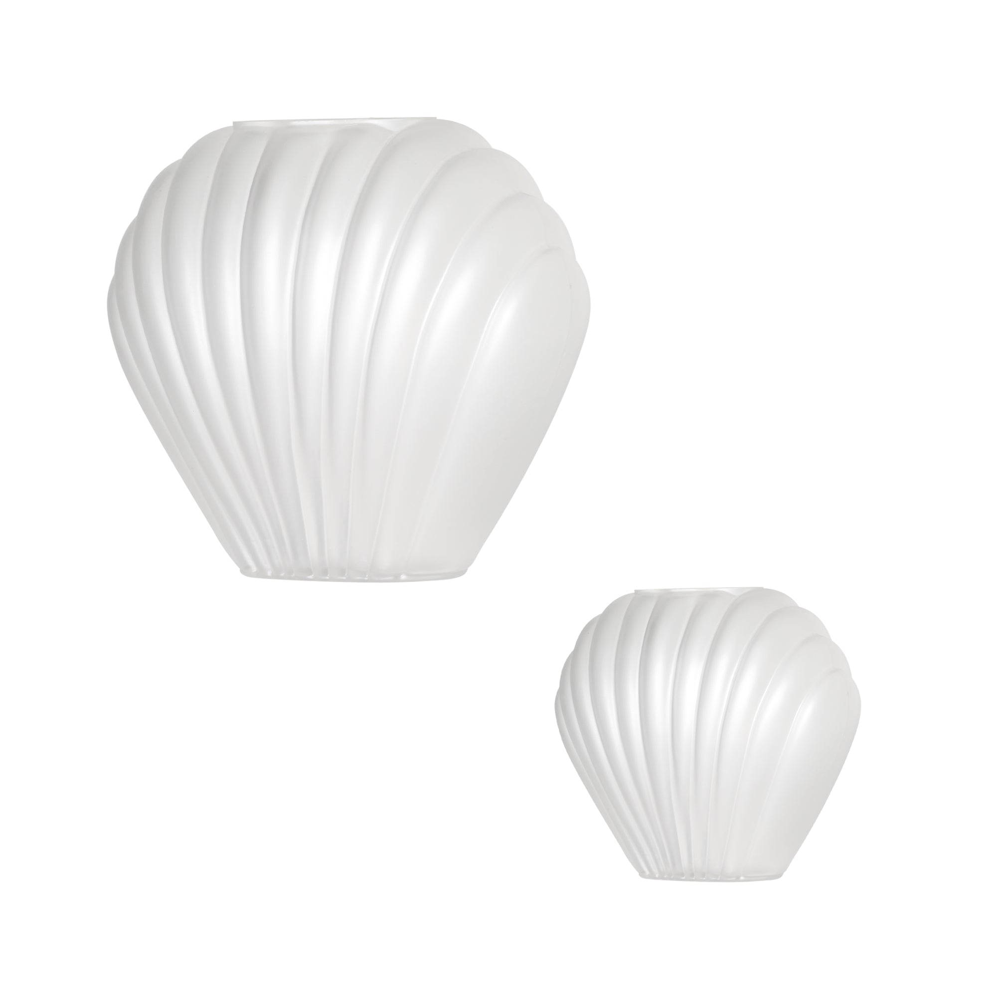 American Art Decor White Sea Scallops Misted Glass Vase Set