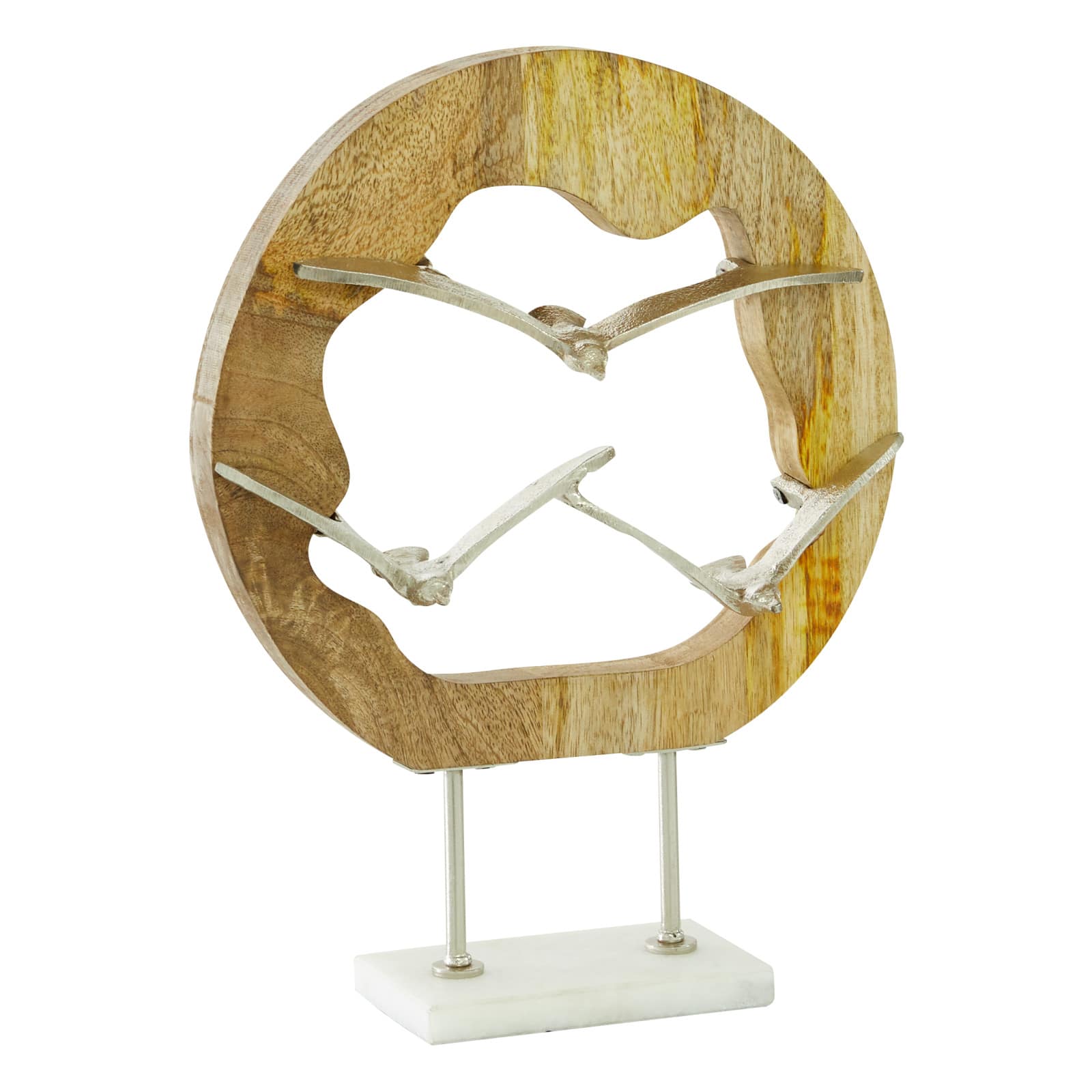 Silver Aluminum Contemporary Sculpture, Bird 13" x 10" x 3"