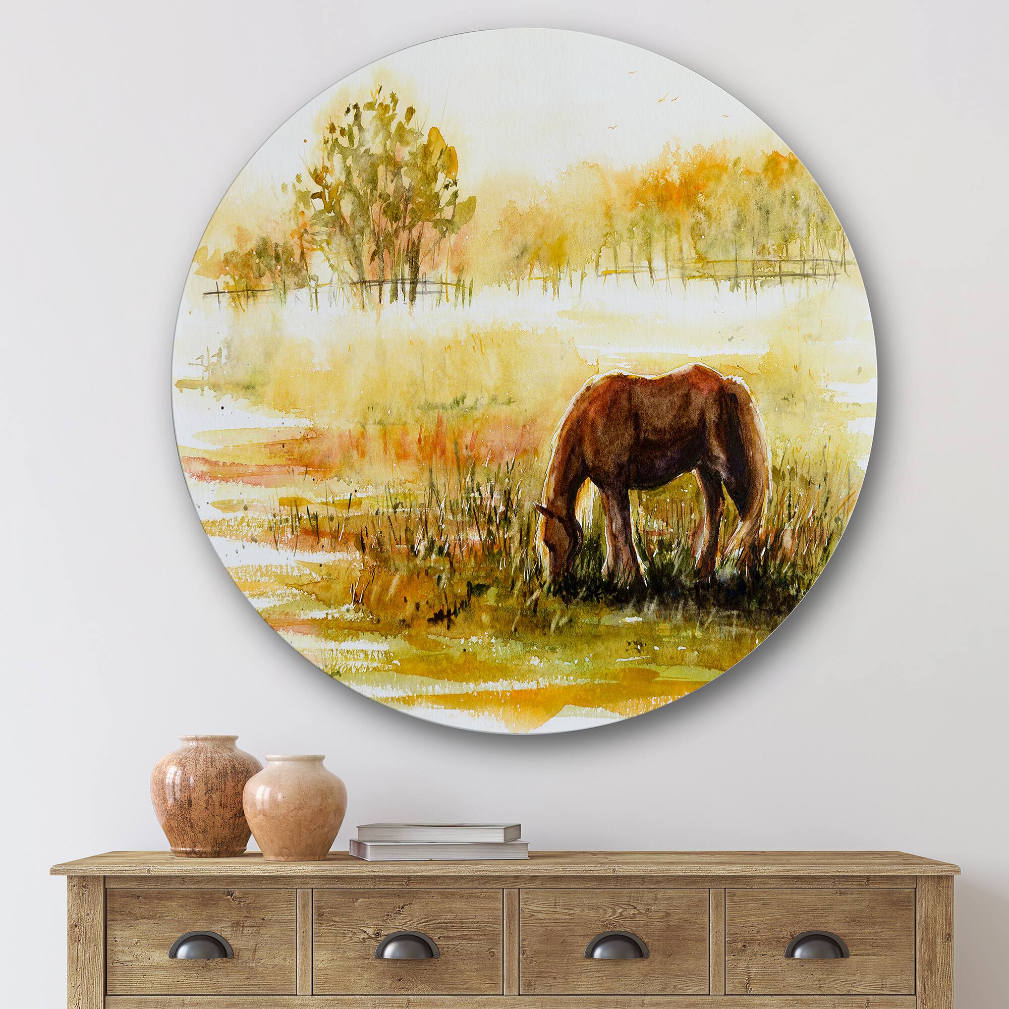 Designart - Horse Grazing On A Meadow