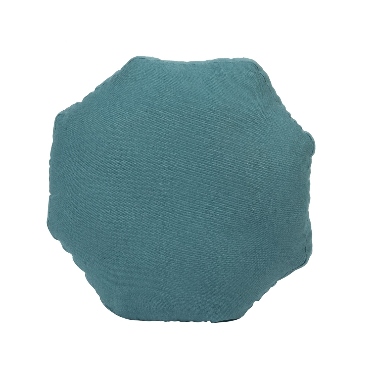 Hello Honey® Blue Cotton & Jute Embroidered Octagon Shaped Pillow,