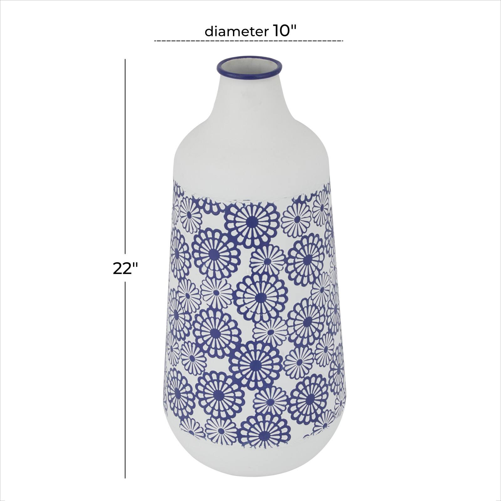 White Iron French Country Vase, 22" x 13" x 10"