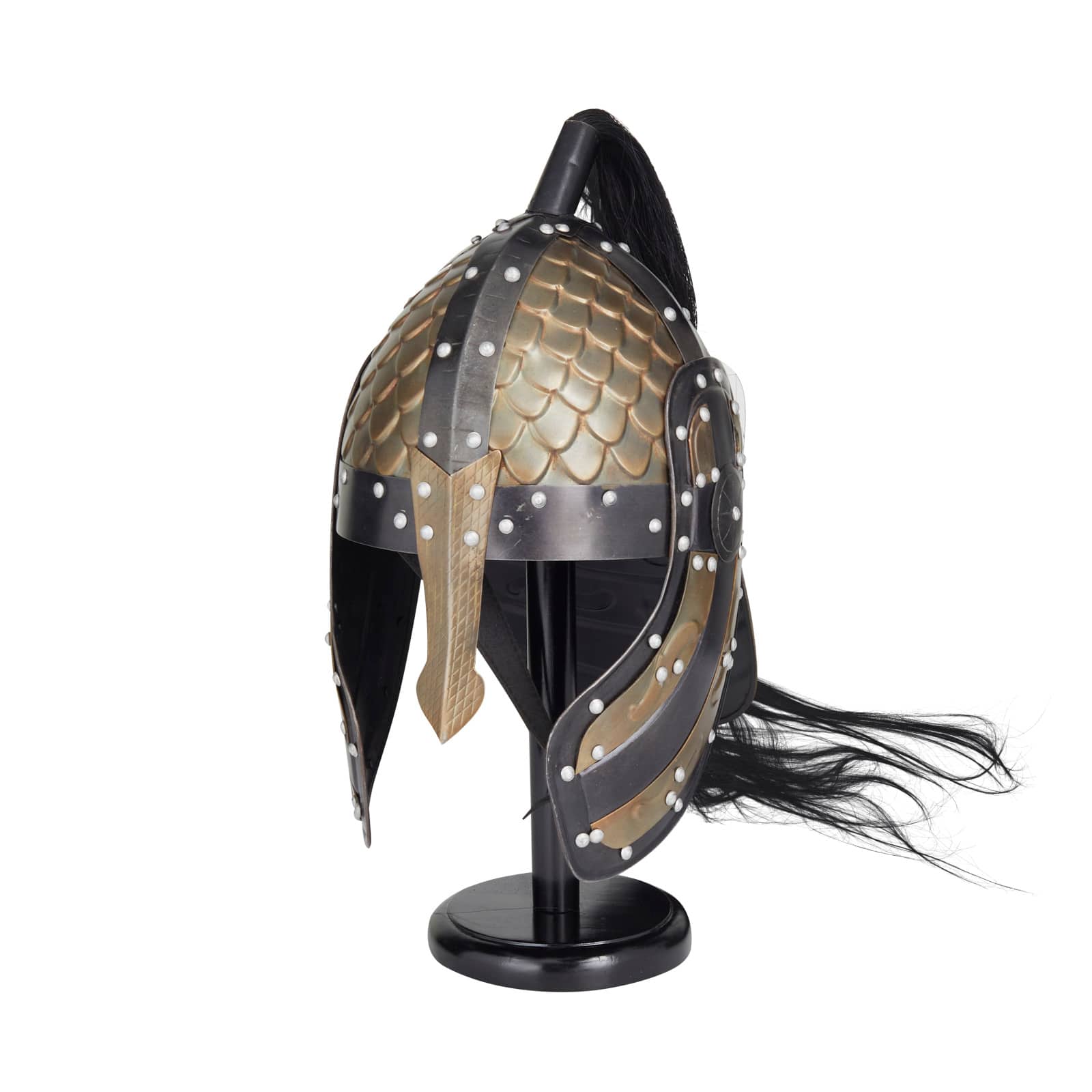 Black Metal Vintage Helmet, 18" x 10" x 12"