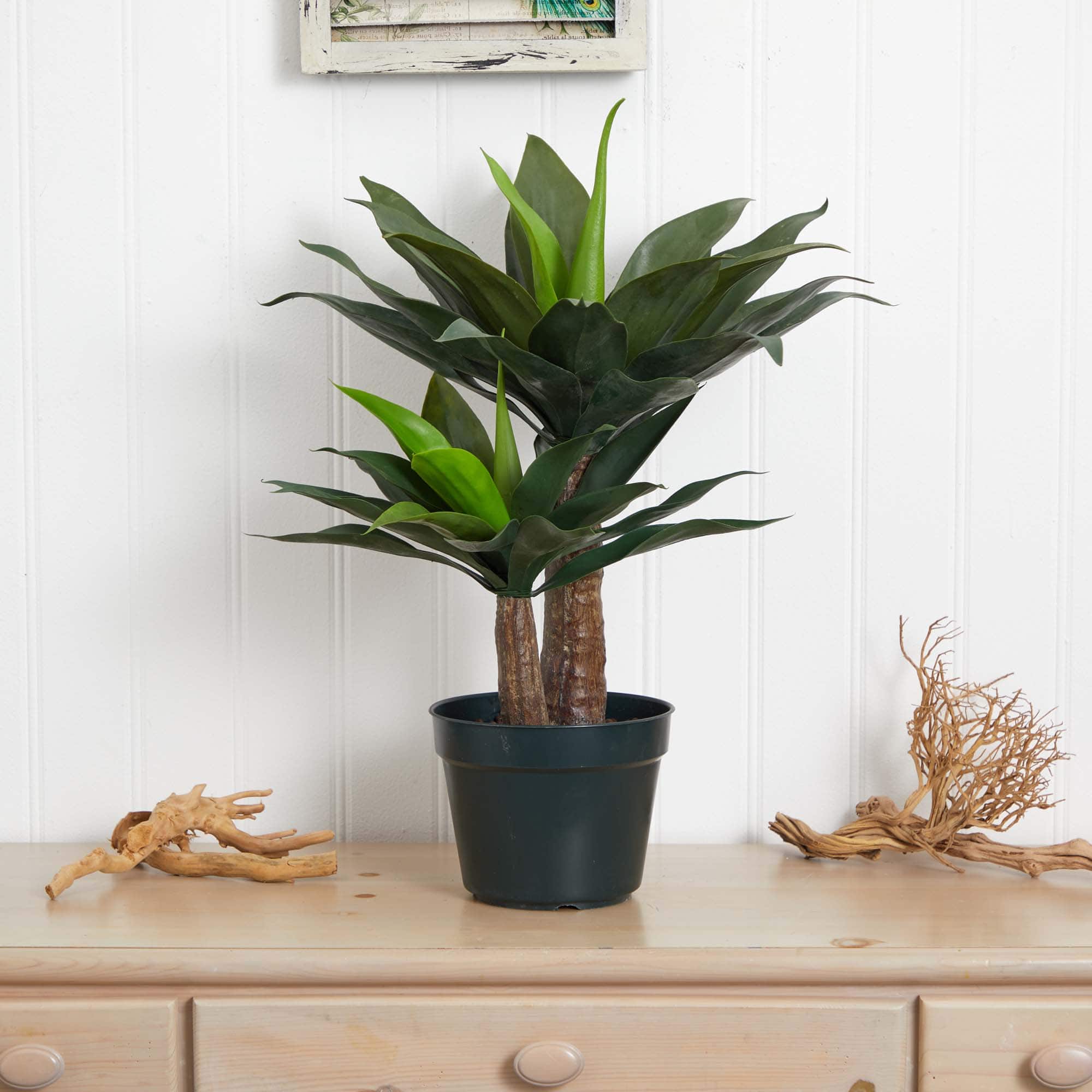 2.4ft. Potted Double Agave Succulent Artificial Plant 