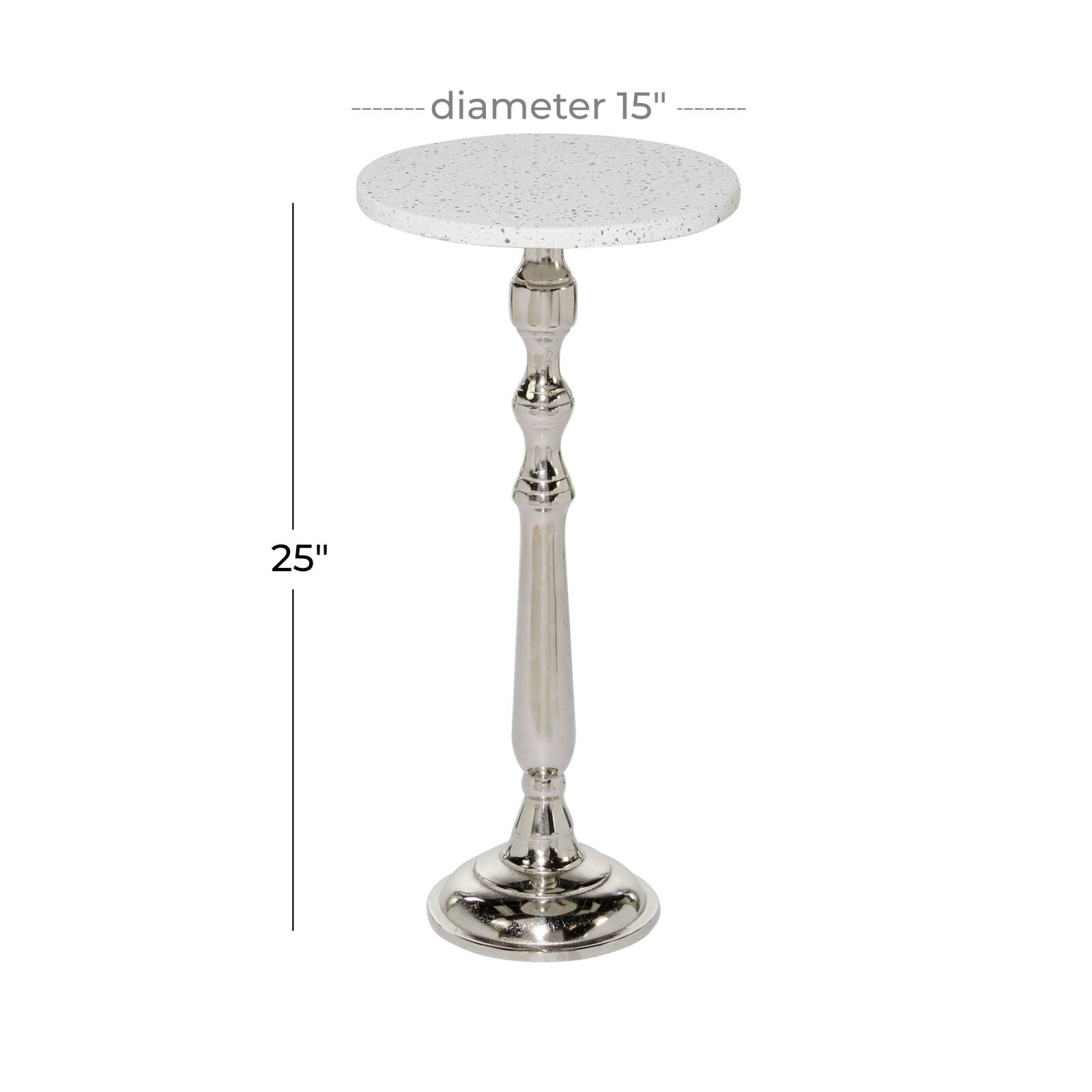 25" Silver Traditional Terrazzo Accent Table