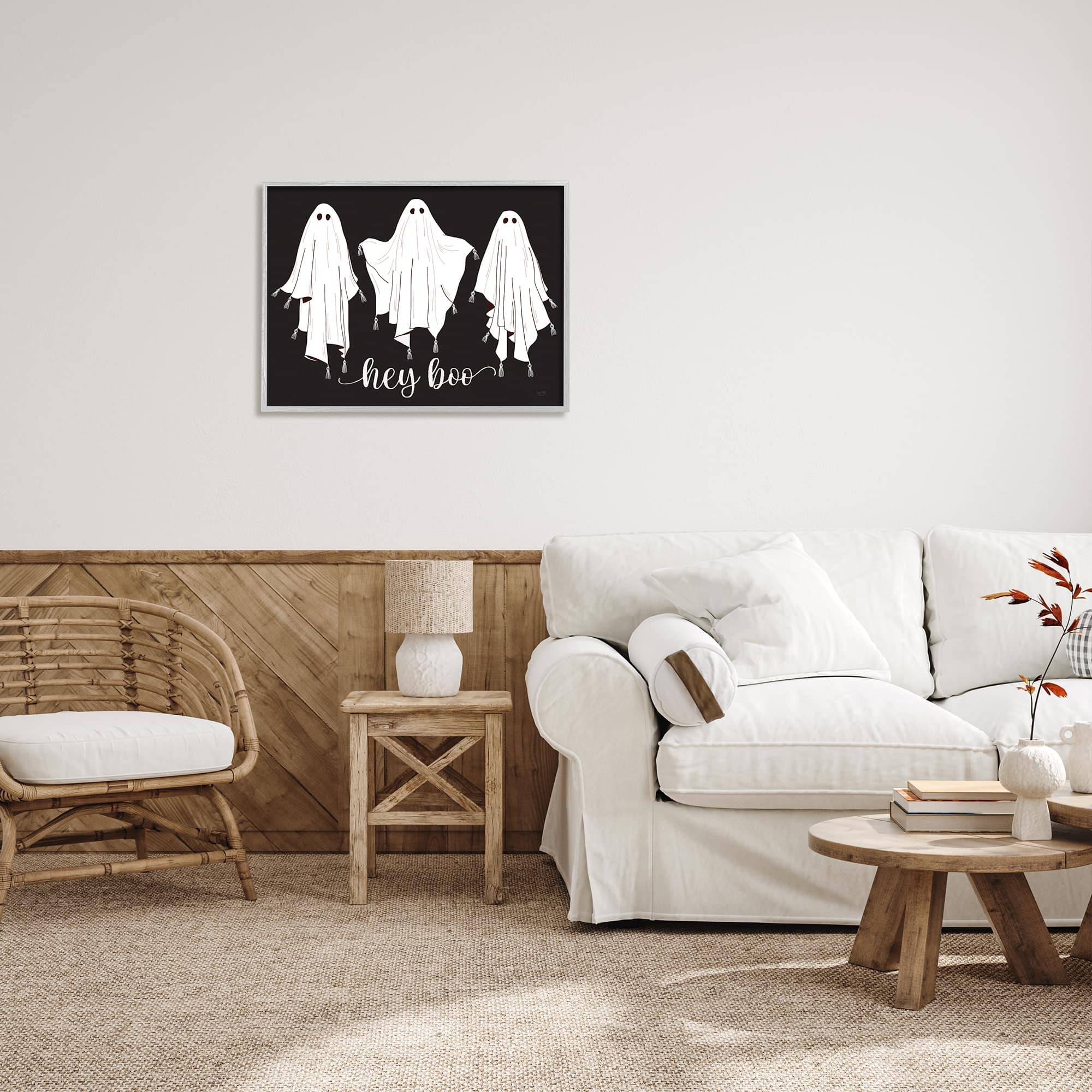 Stupell Industries Hey Boo Three Ghosts Framed Giclee Art