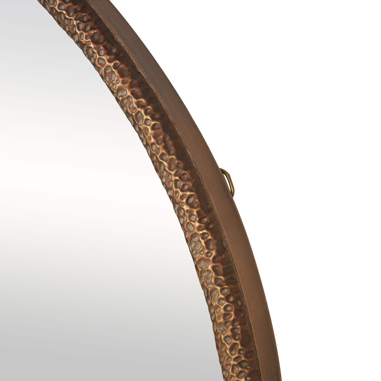 34" Copper Resin Weathered Spotted Wall Mirror with Hammered Texture