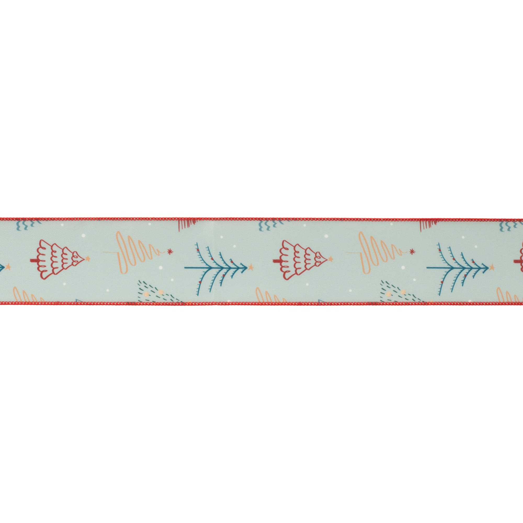 Christmas Tree Print Wired Ribbon 2 set.