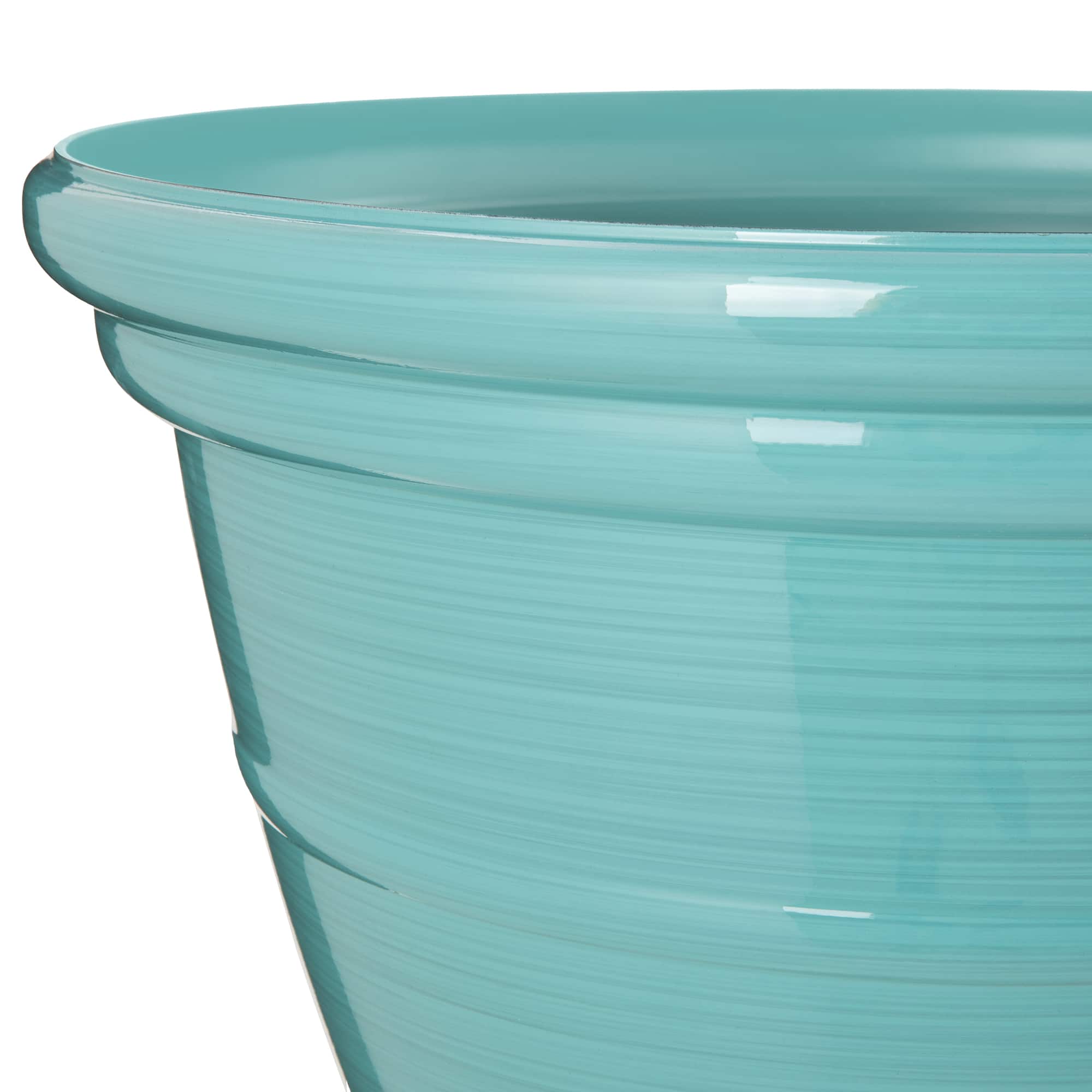 Glitzhome® Round Faux Ceramic Pot Plastic Planter Set