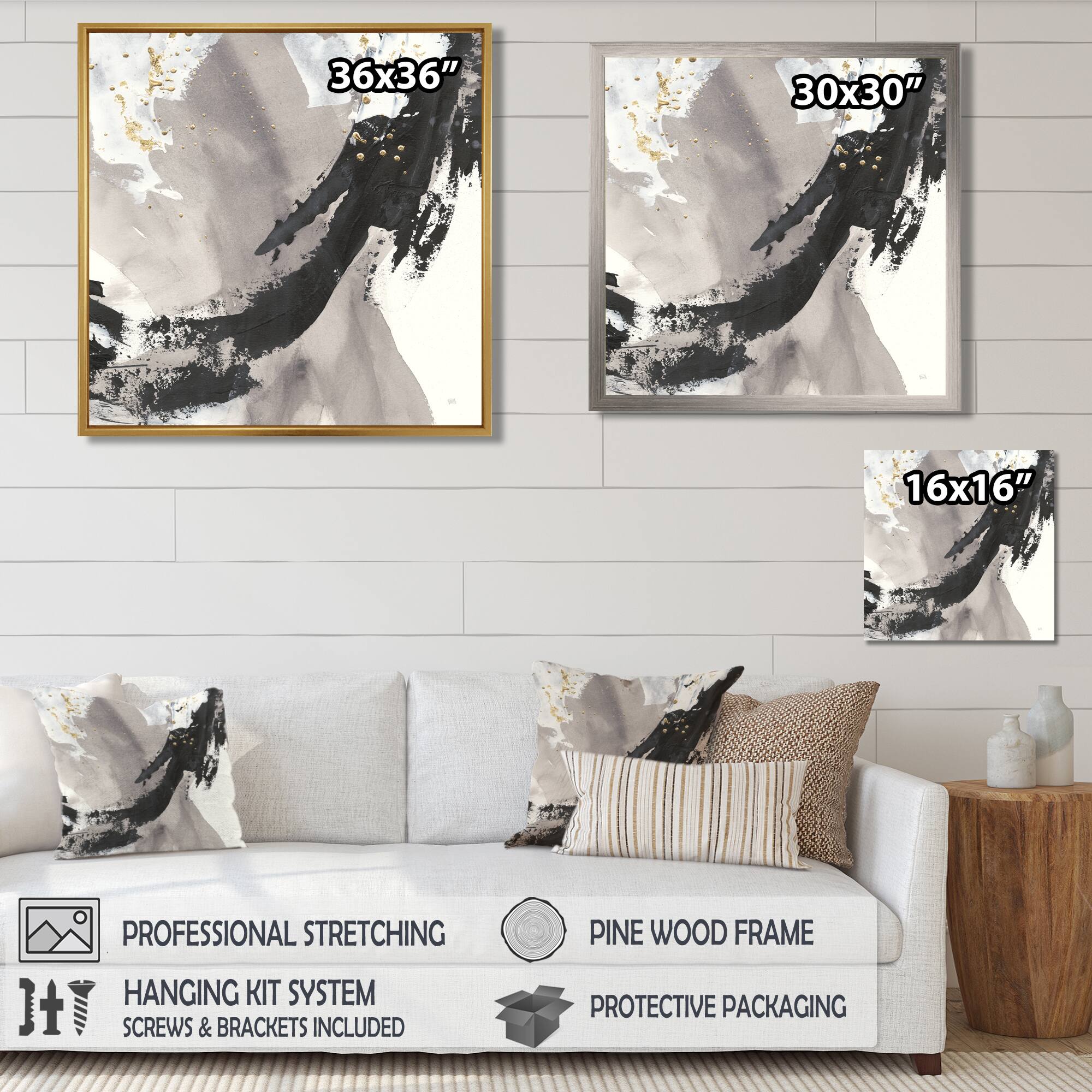 Designart - Glam Painted Arcs III - Transitional Canvas Art