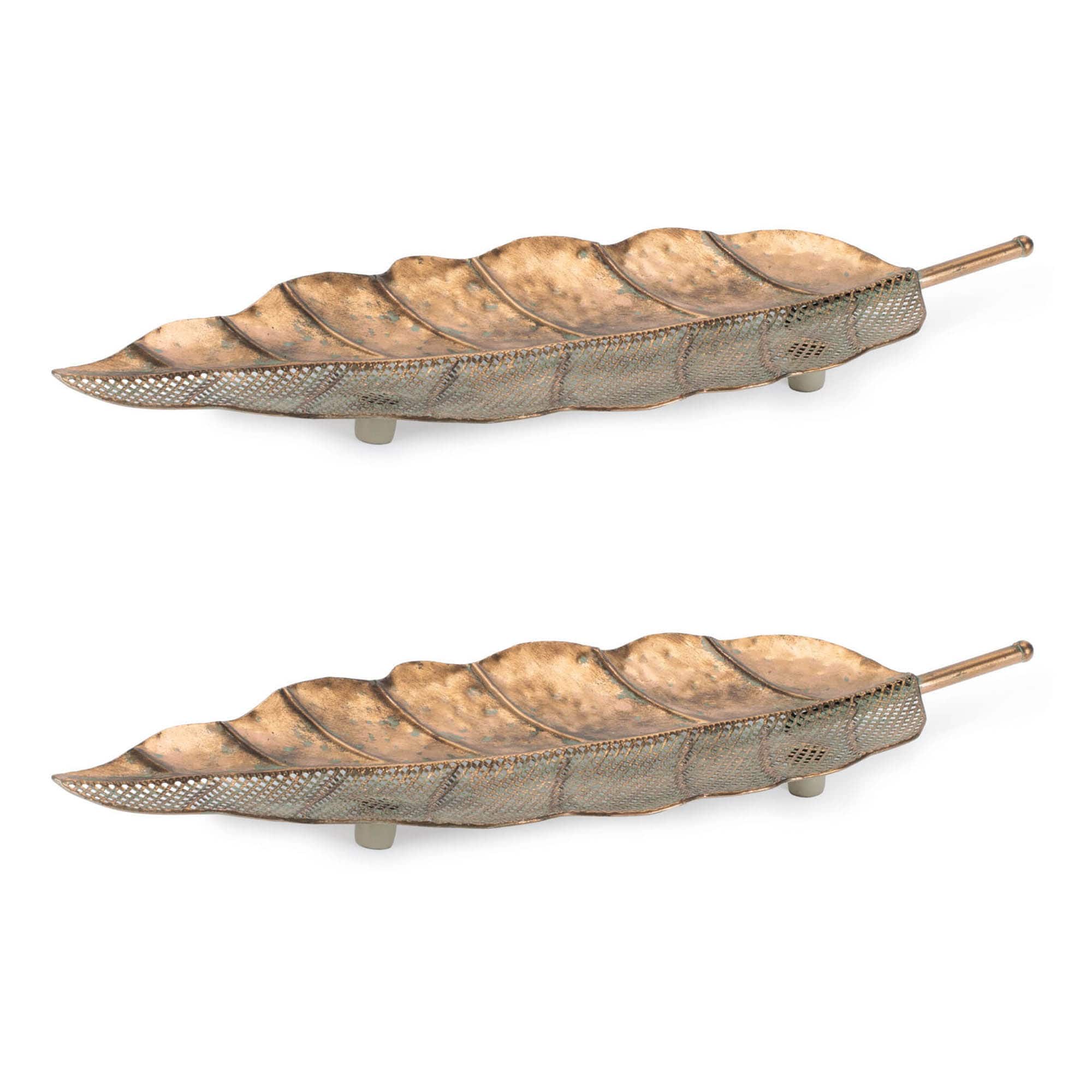 26.25" Distressed Metal Leaf Trays, 2ct.