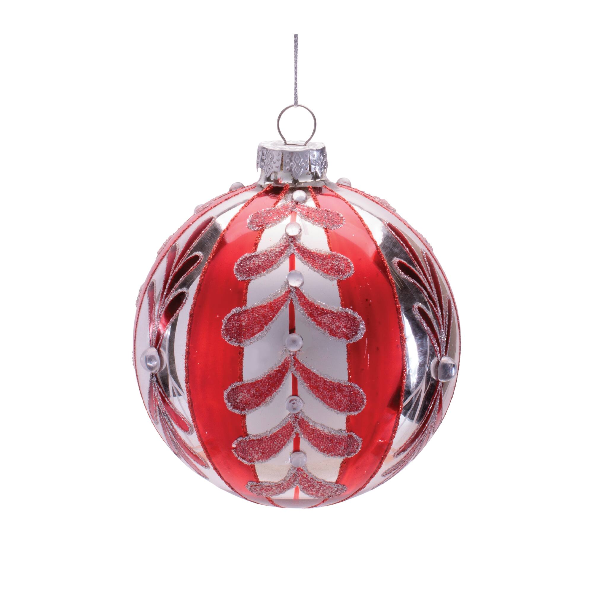 Melrose Red & Silver Glass Ornament Set