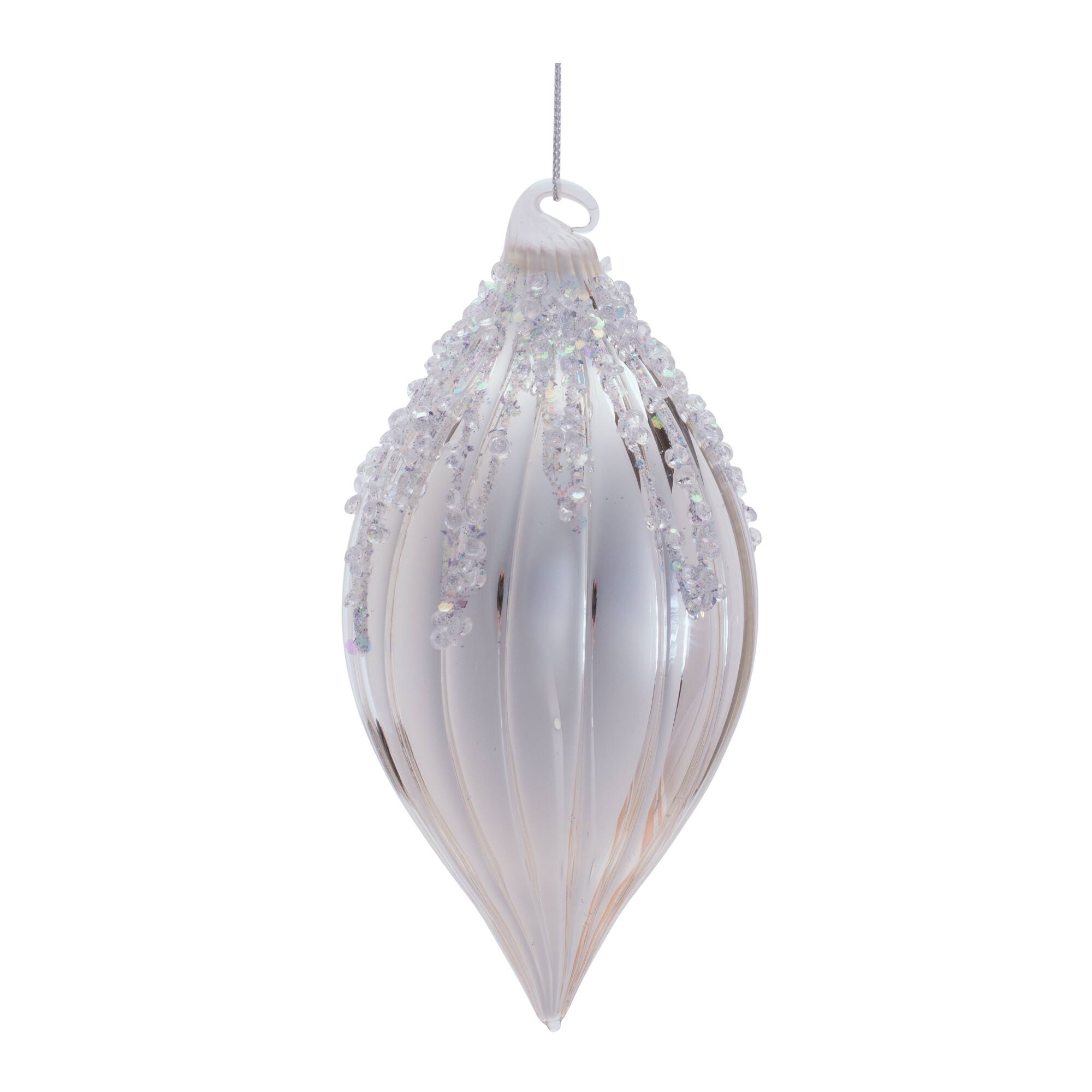 Melrose Silver Glass Ornament Set