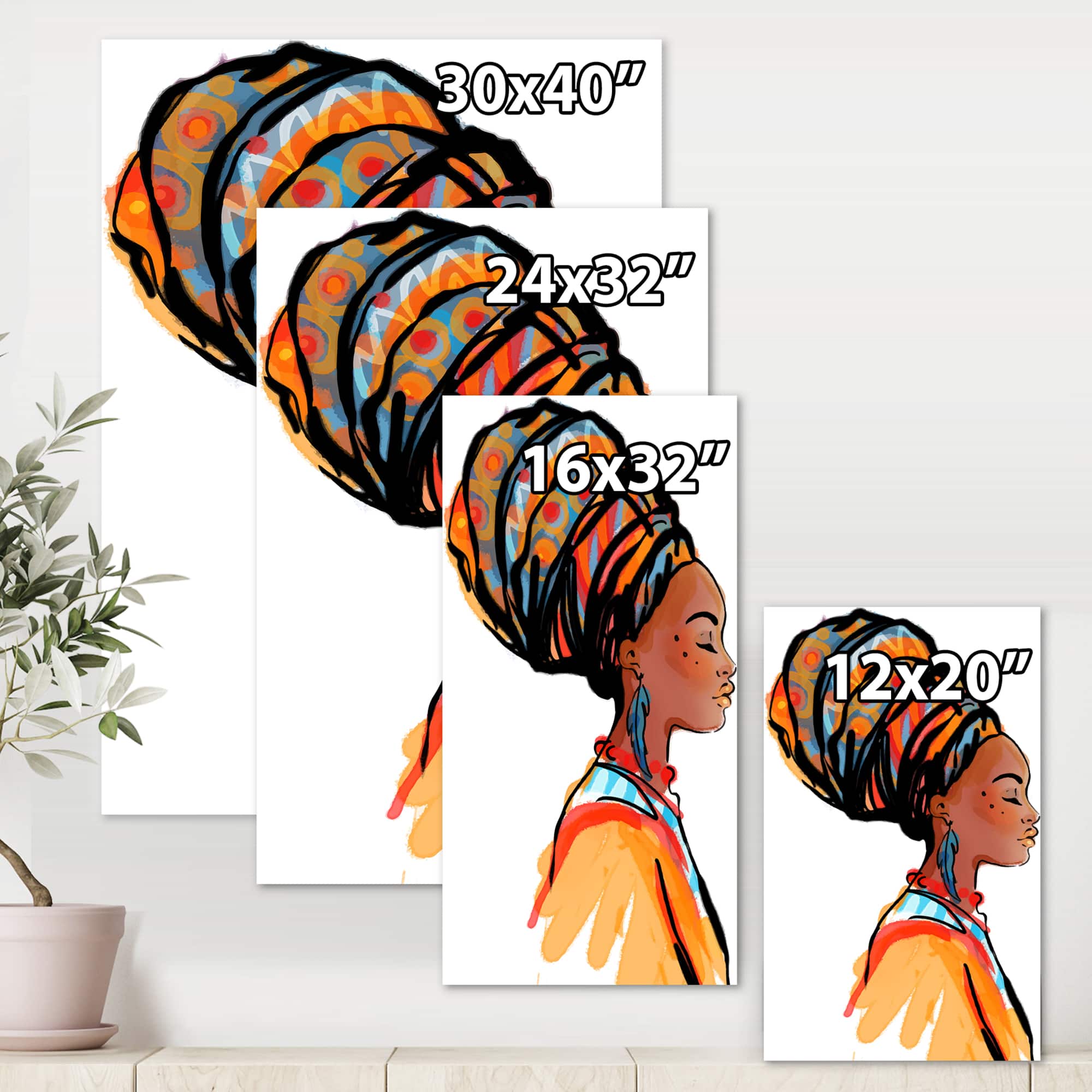 Designart - African American Woman with Turban I - Modern Canvas Wall Art Print