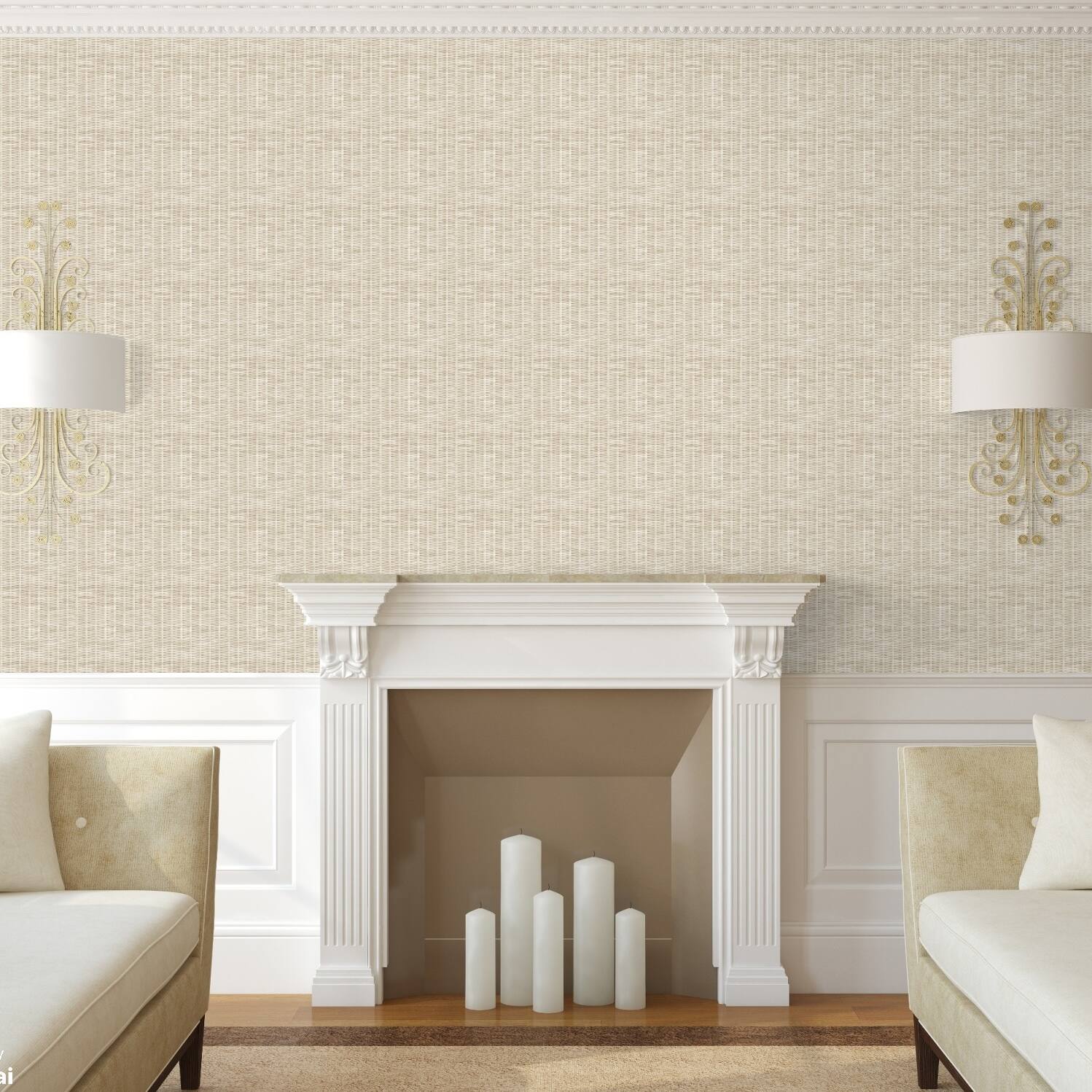 Simple Shapes Coastal Cane Weave Look Pre-Pasted Wallpaper Rolls, 2ct.