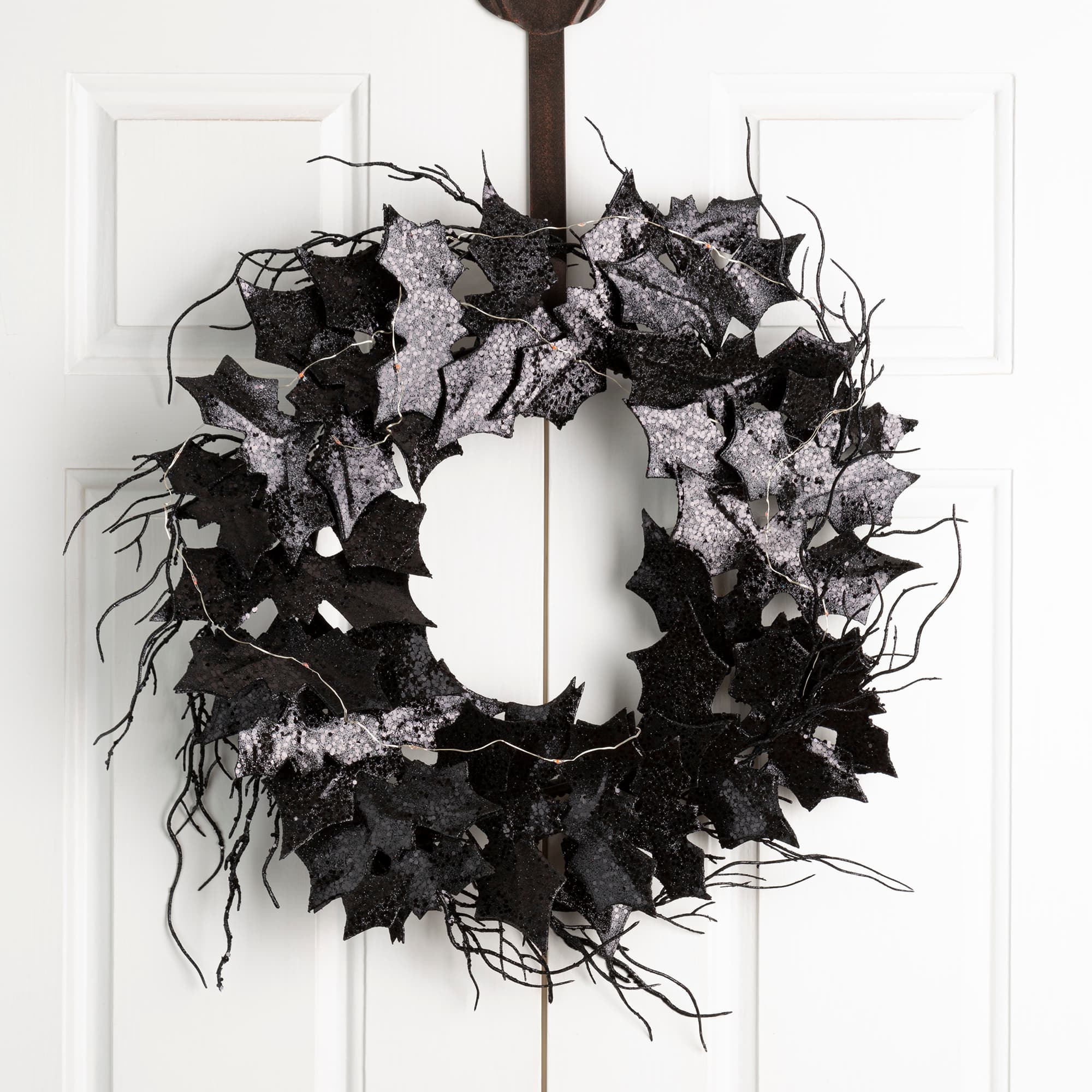Glitzhome® 26" Lighted Halloween Bat Wreath