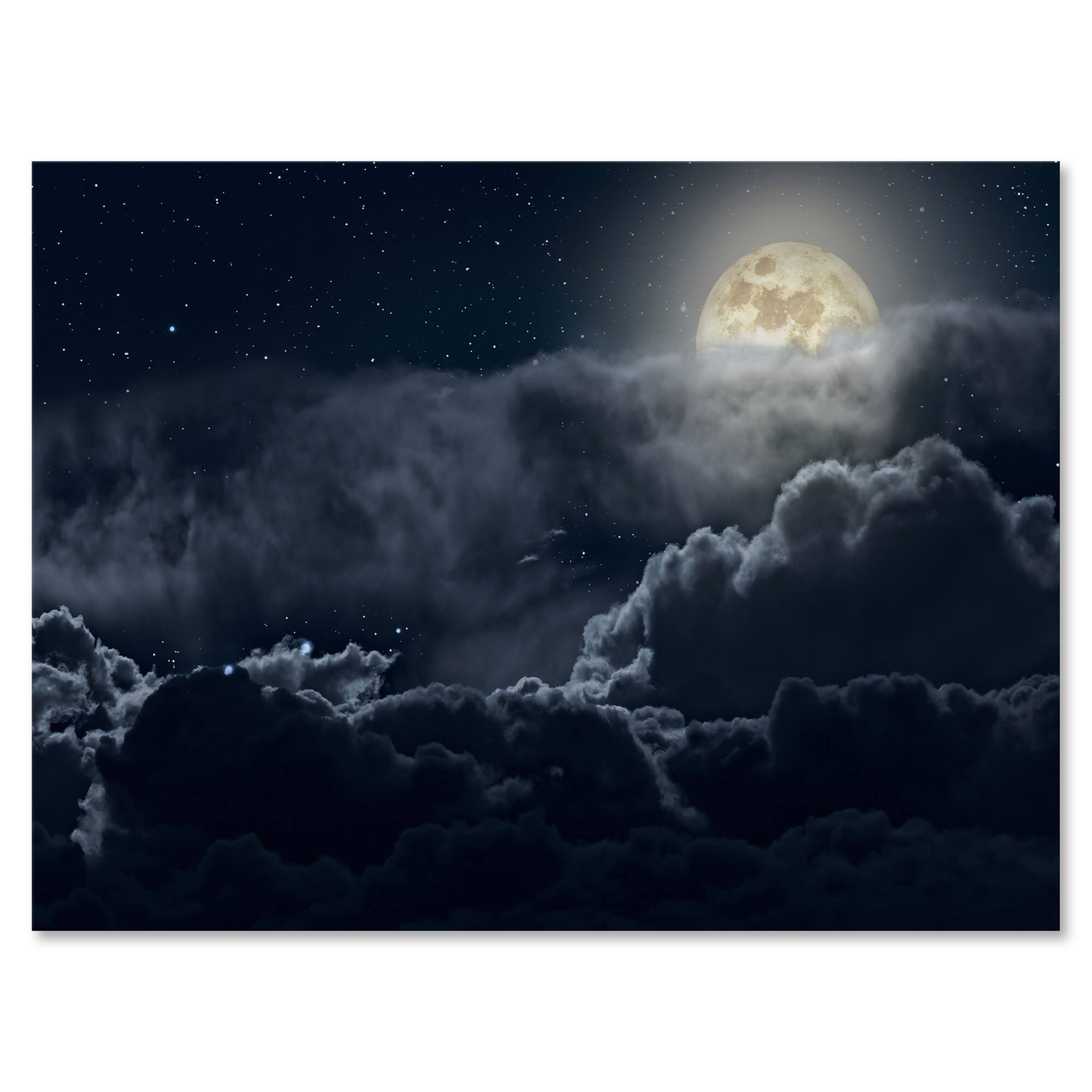 Designart - Cloudy Full Moon Night