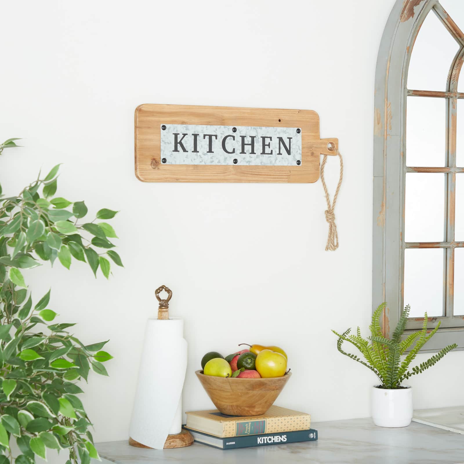 Brown Fir Modern Farmhouse Wall Decor, 8" x 24" x 1"