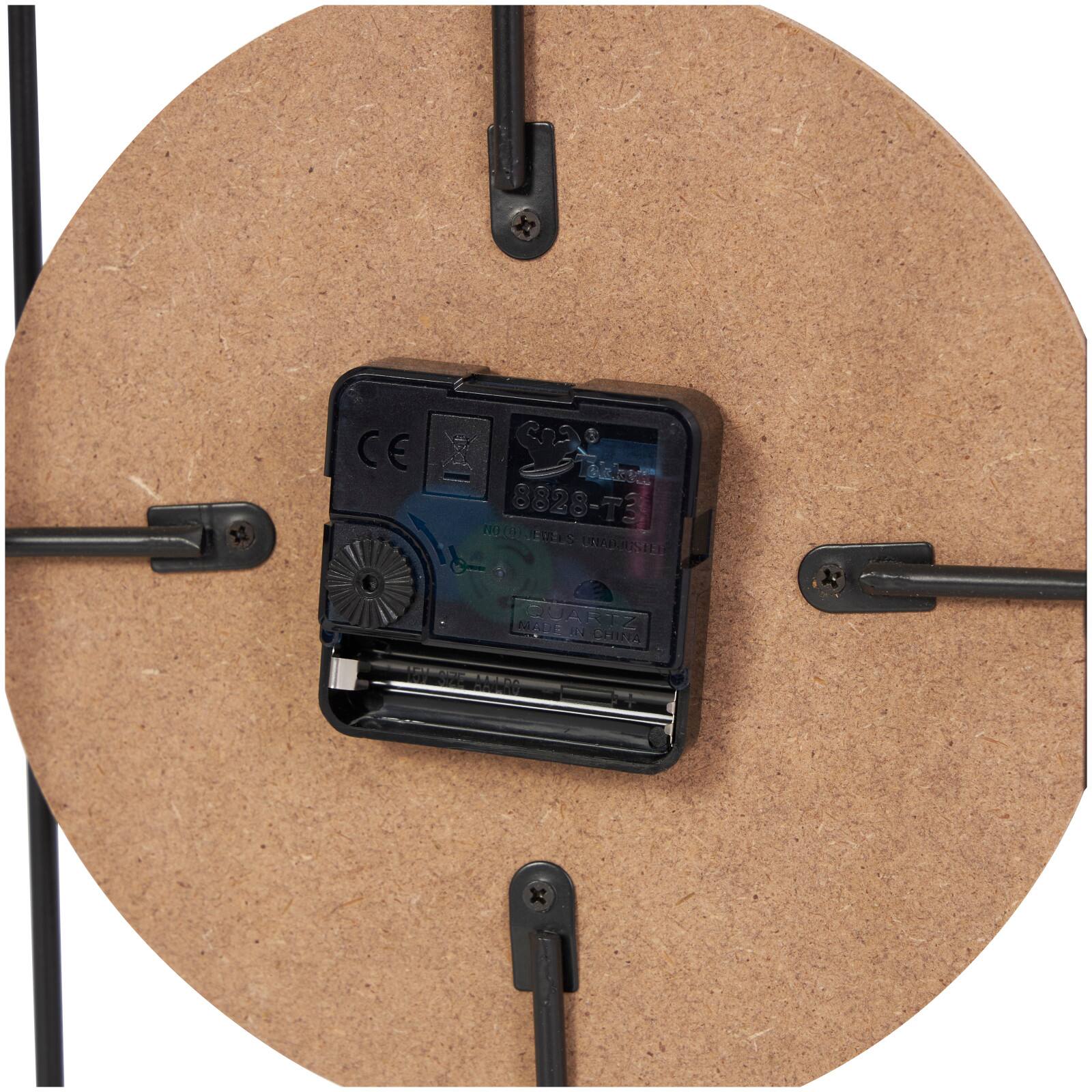 10" Black Metal Geometric Open Frame Clock with Grid Patterned Clockface