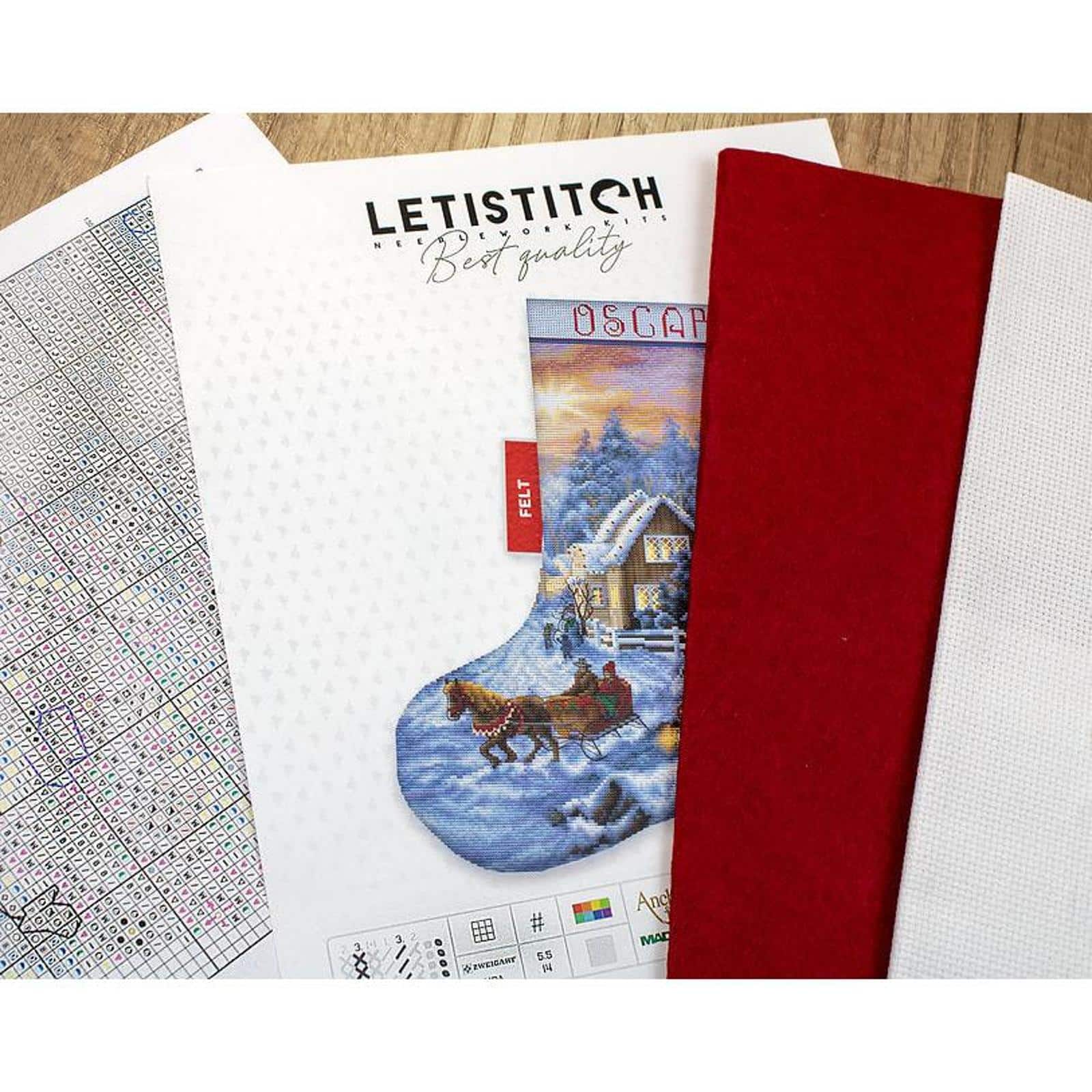 LetiStitch Counted Cross Stitch Kit Christmas Eve Stocking