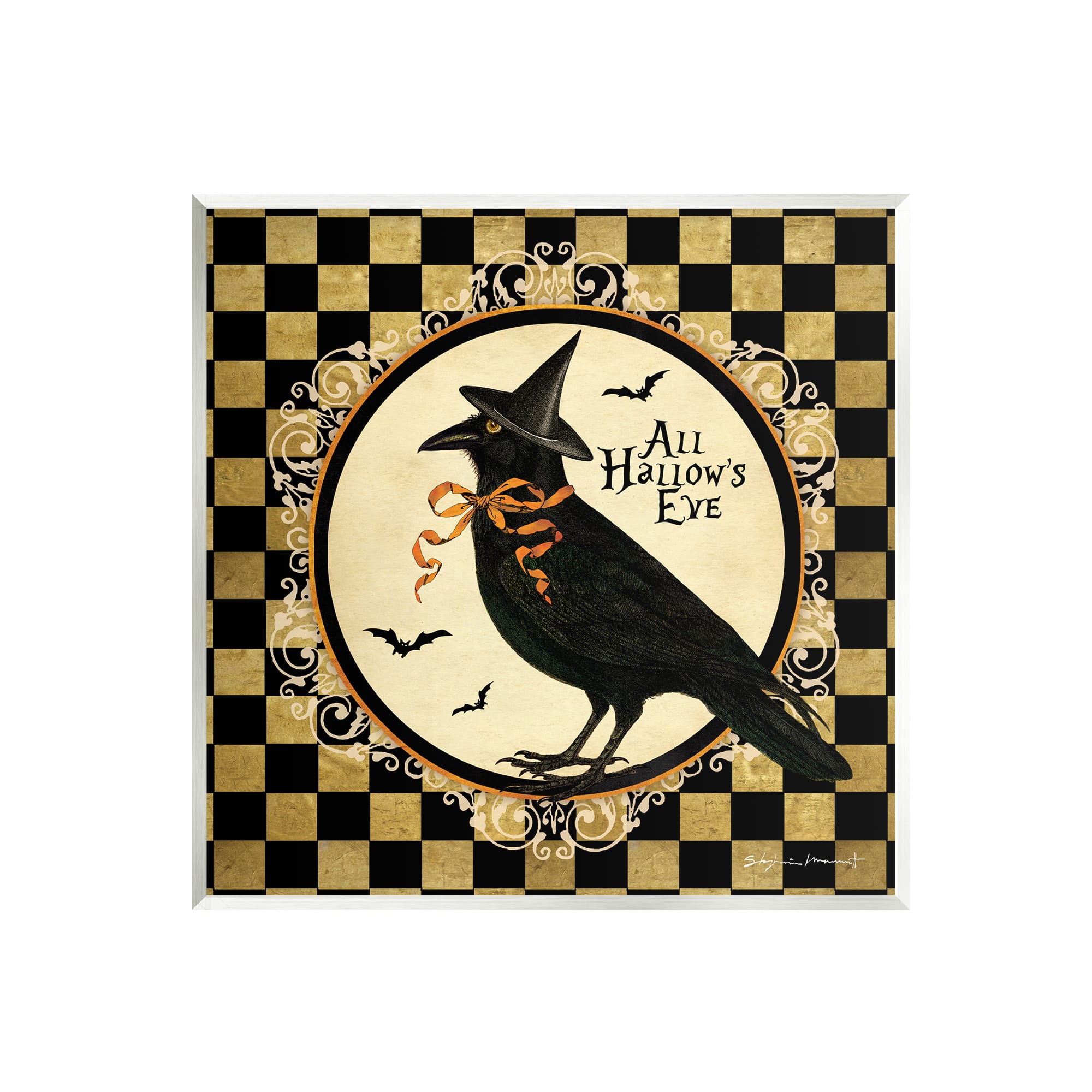 Stupell Industries All Hallow's Eve Halloween Crow Wall Plaque Art
