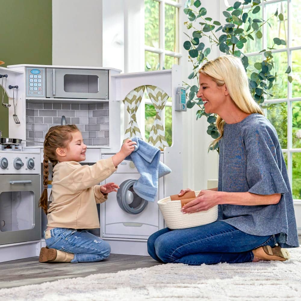 KidKraft White Ultimate Corner Play Kitchen Set with Lights & Sounds