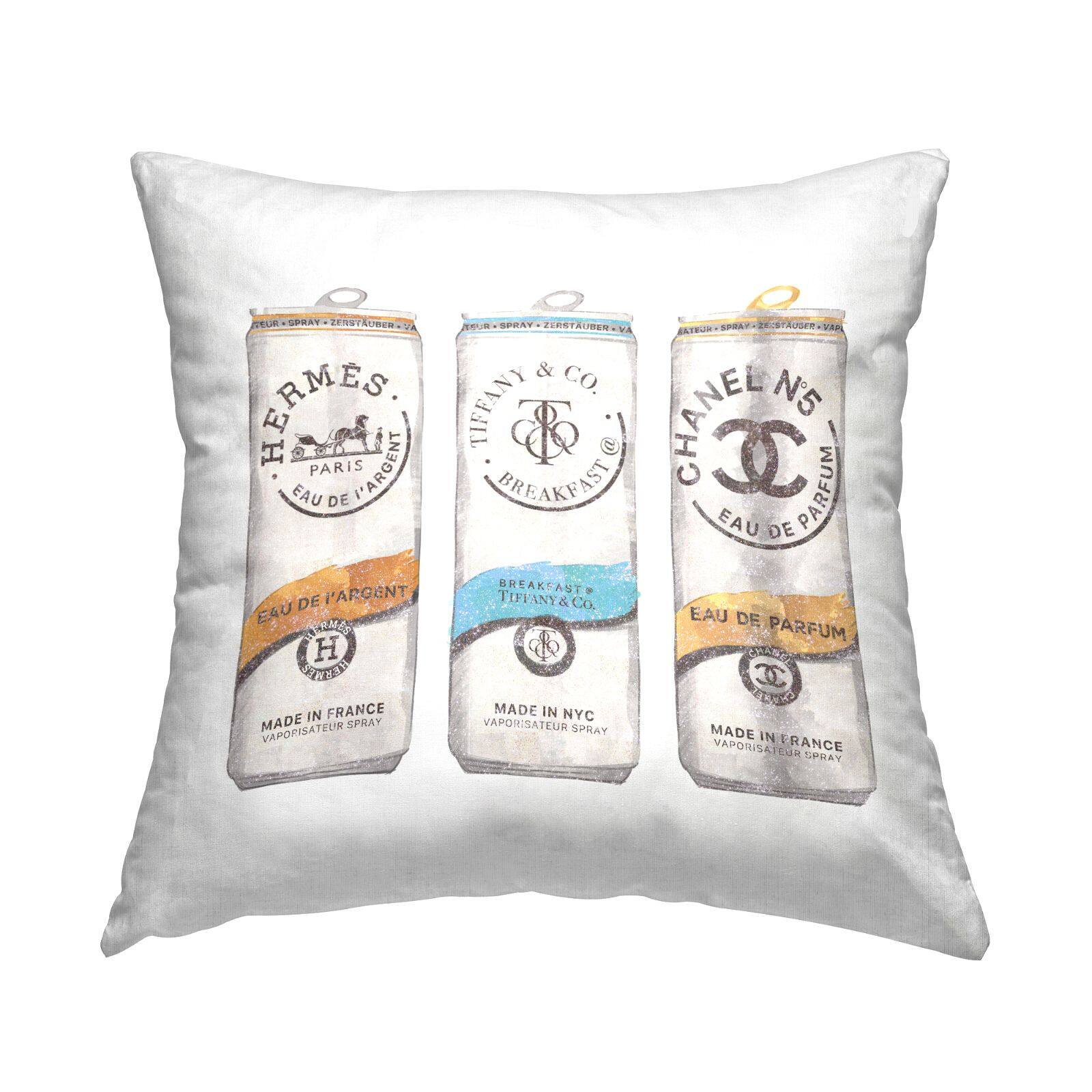 Stupell Industries Various Trendy Fashion Brand Beverage Cans Throw Pillow, 18" x 18"