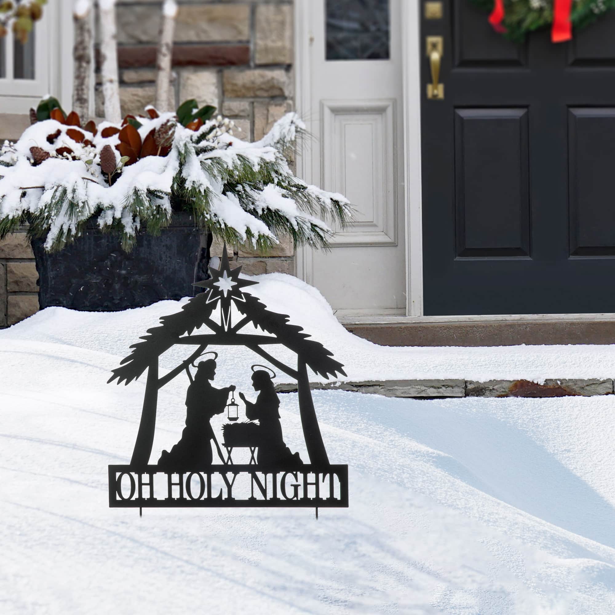 Glitzhome® 2.5ft. Metal Nativity Silhouette Yard Stake