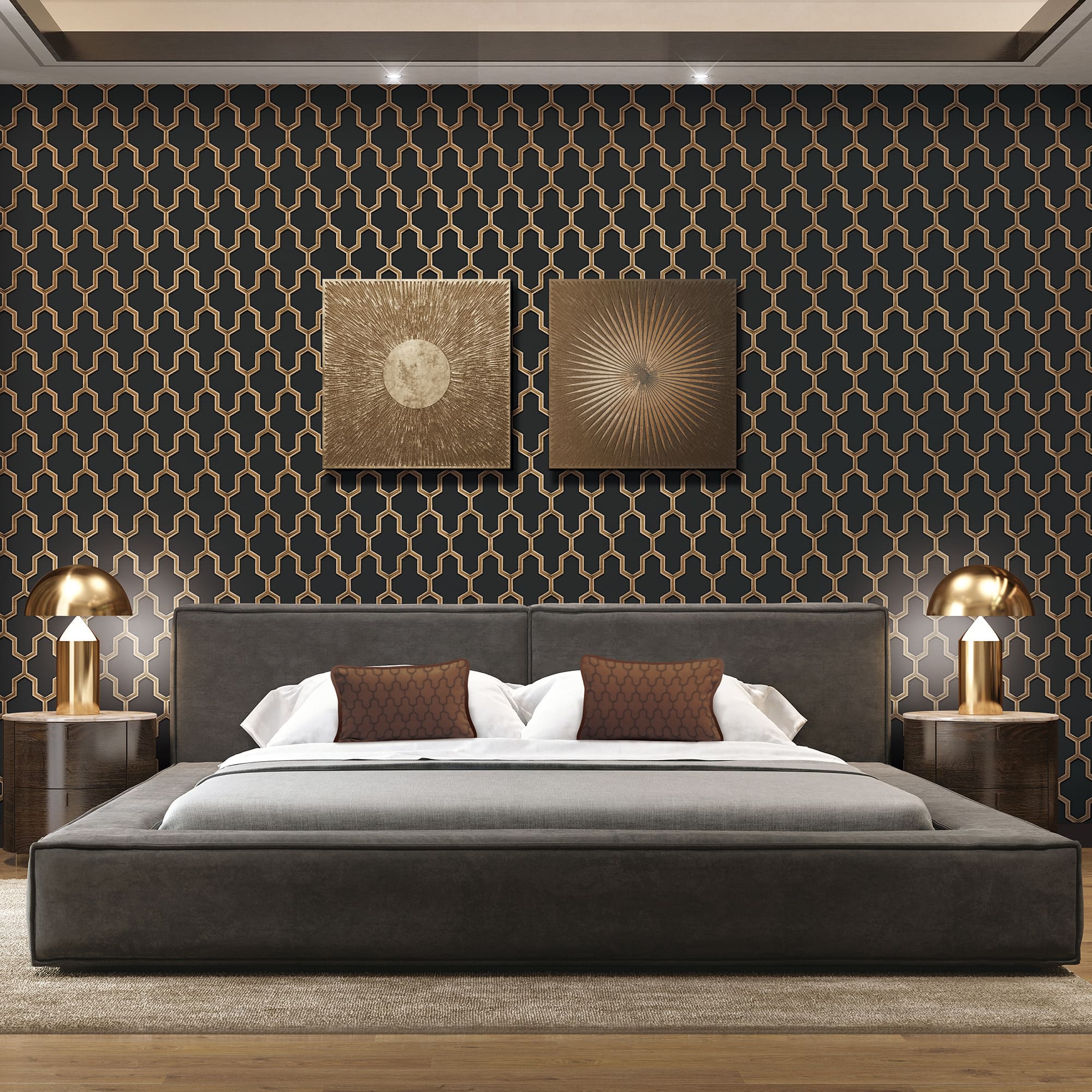Designs Direct Geometric Silk Wallpaper