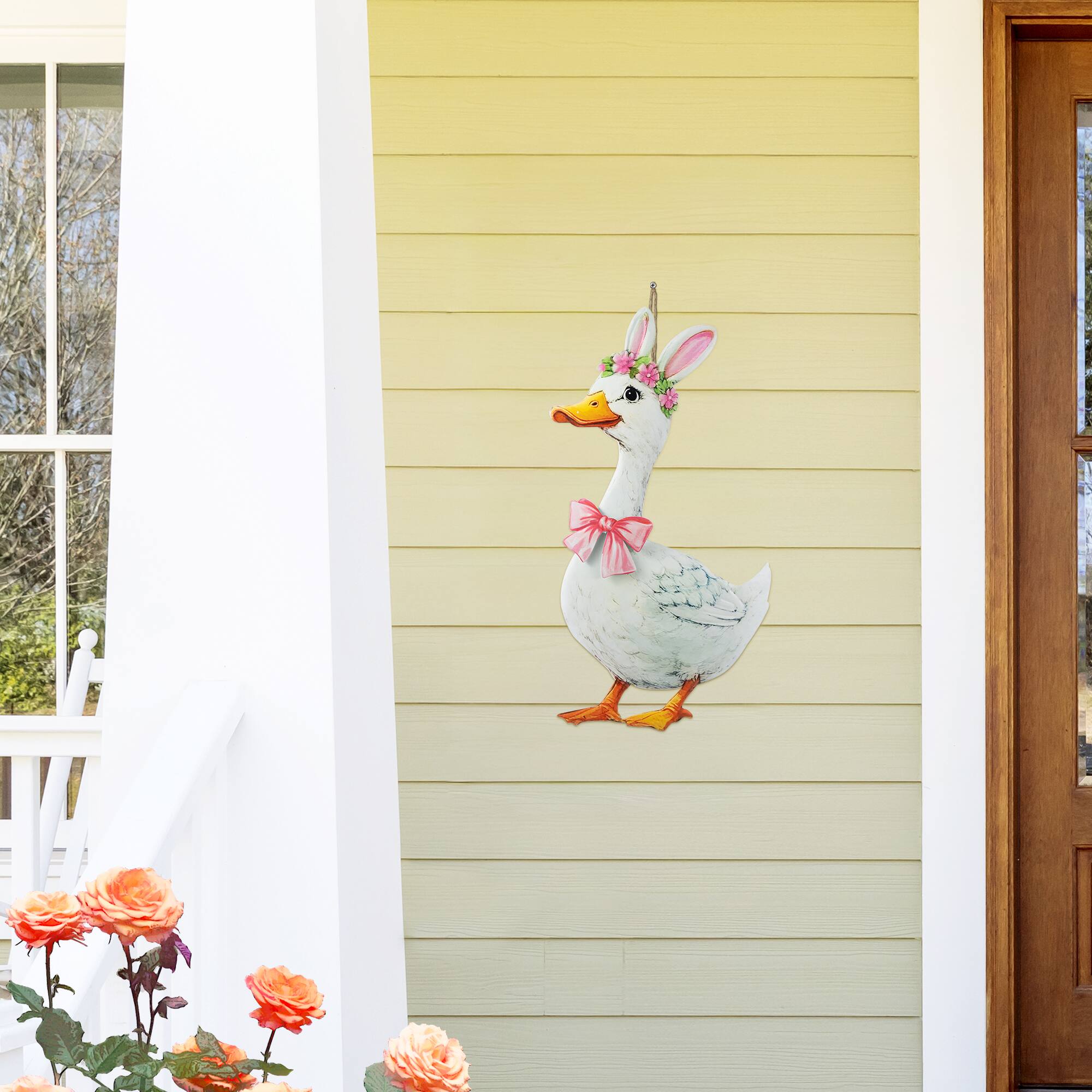 Glitzhome® Set of 3 Easter Metal Duck Family Yard Stake