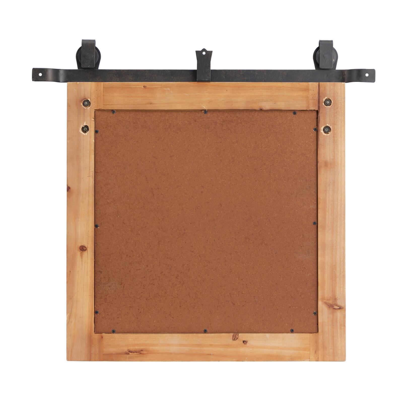 Brown Fir Farmhouse Wall Mirror, 27" x 30" x 2"