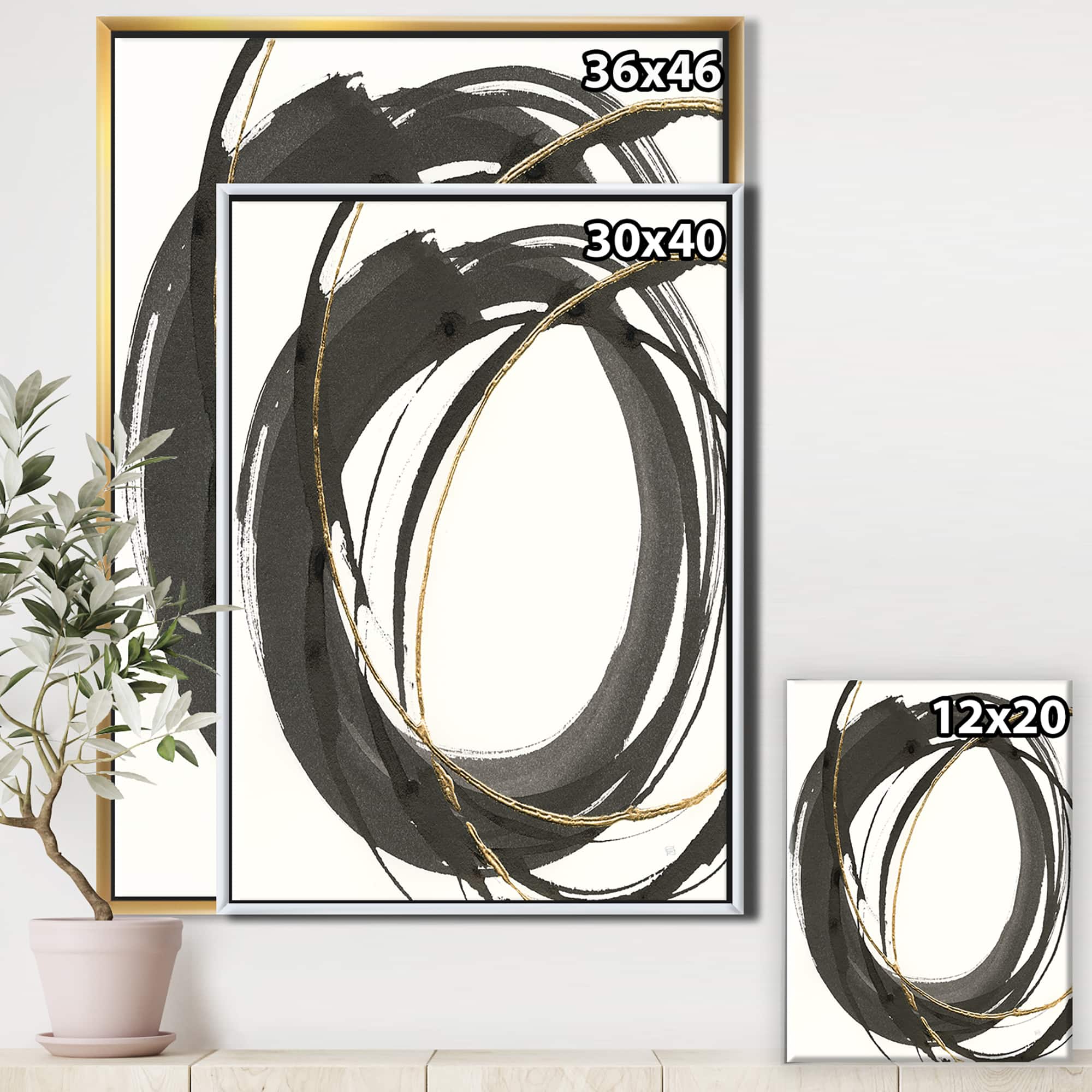 Designart - Gold Glamour Circle IV - Posh & Luxe Canvas in Gold Frame