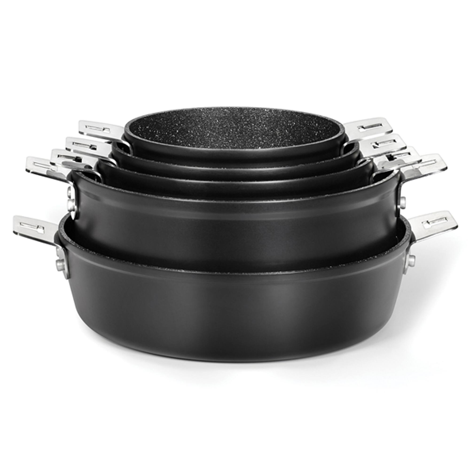 THE ROCK by Starfrit 12-Piece Space-Saving Set With T-Lock Detachable Handles