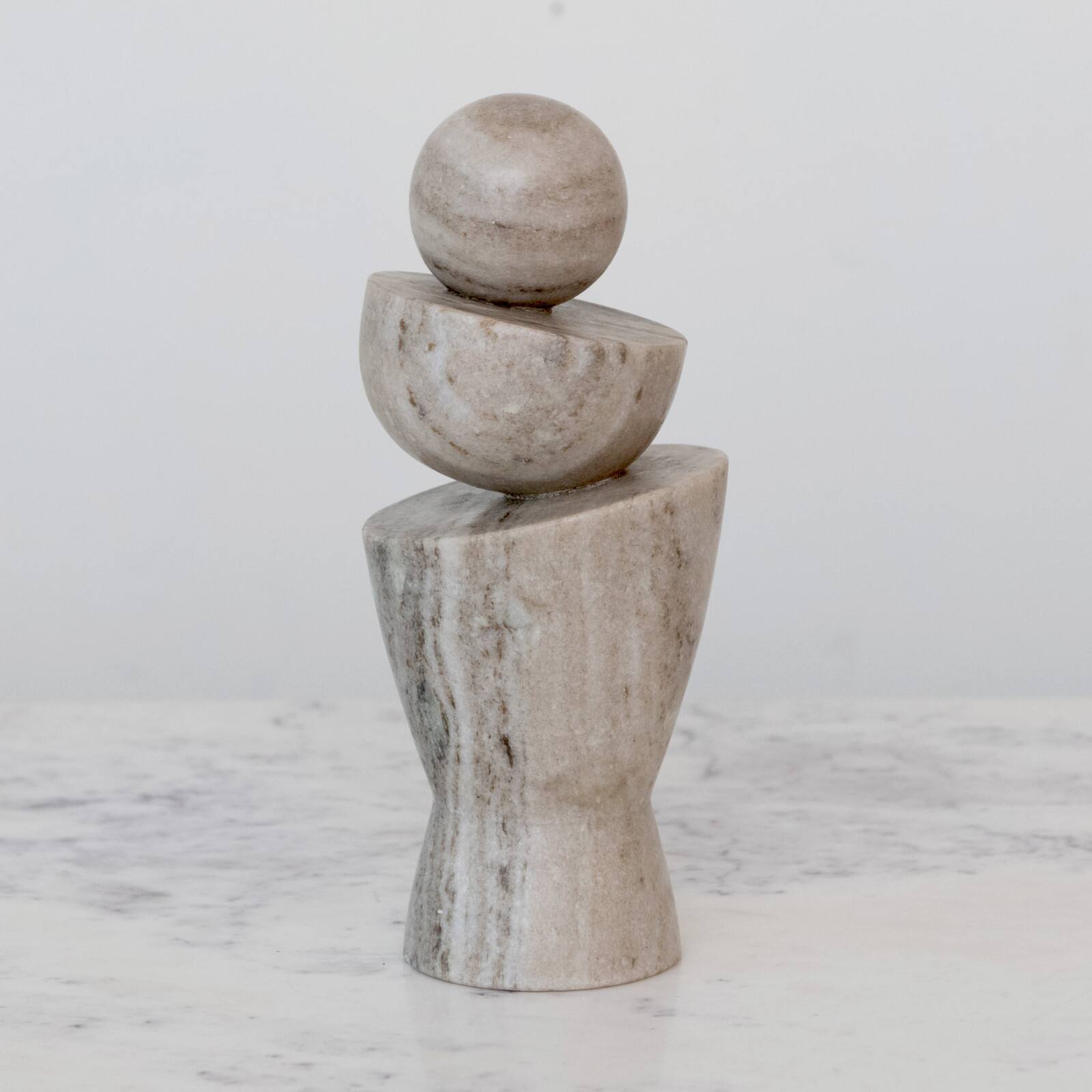 Hello Honey® 9.5" Gray & Brown Geometric Marble Décor