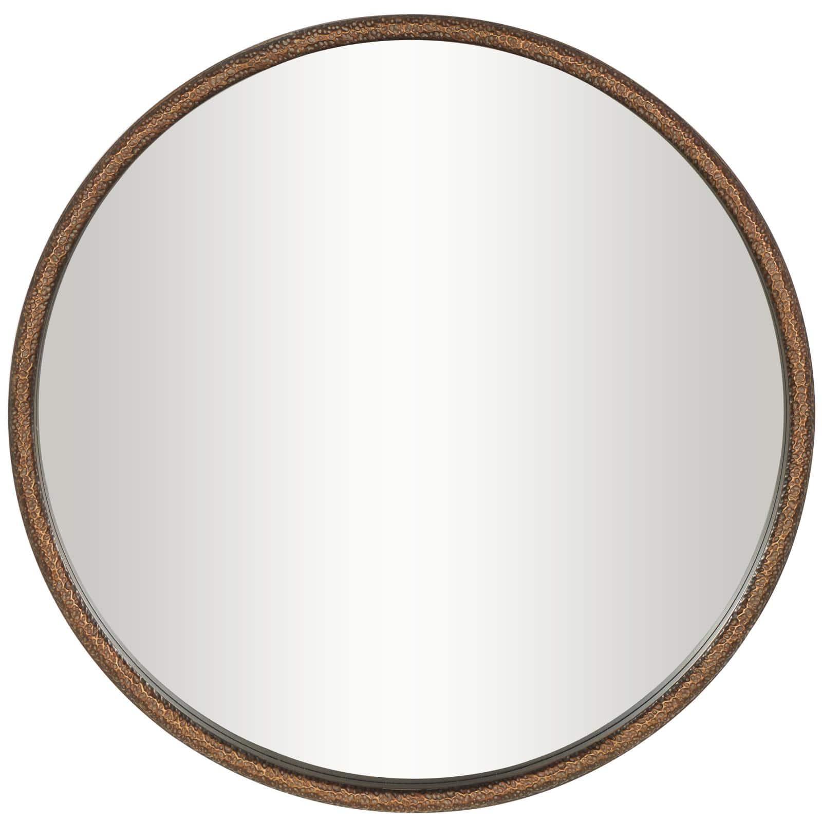34" Copper Resin Weathered Spotted Wall Mirror with Hammered Texture
