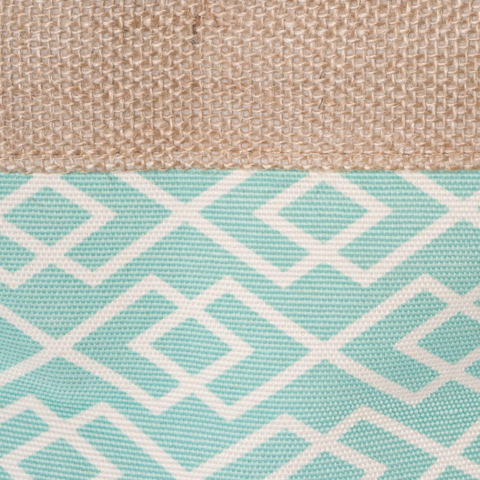 Small Aqua Burlap Diamond Round Bin
