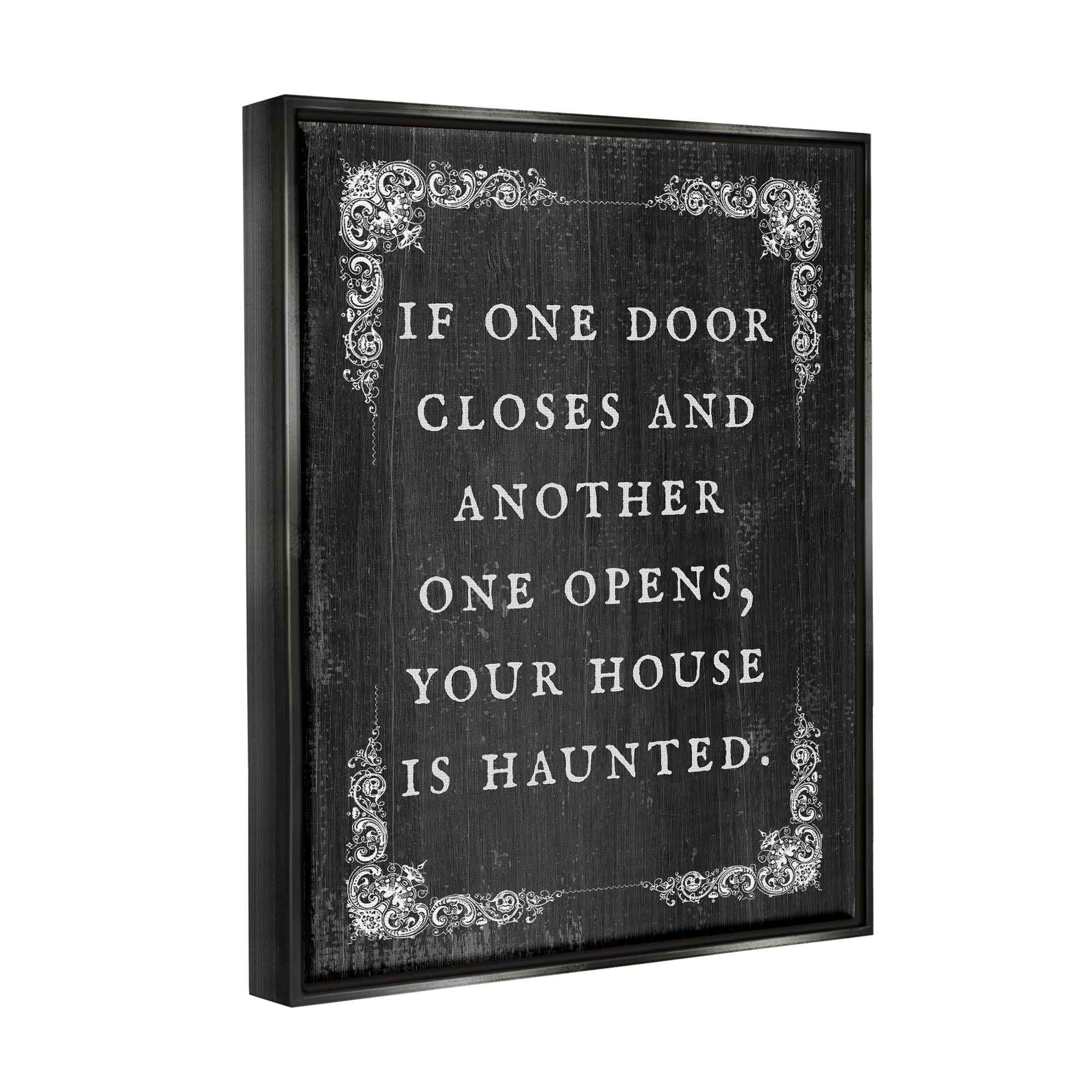 Stupell Industries Funny Haunted House Phrase Framed Floater Canvas Wall Art