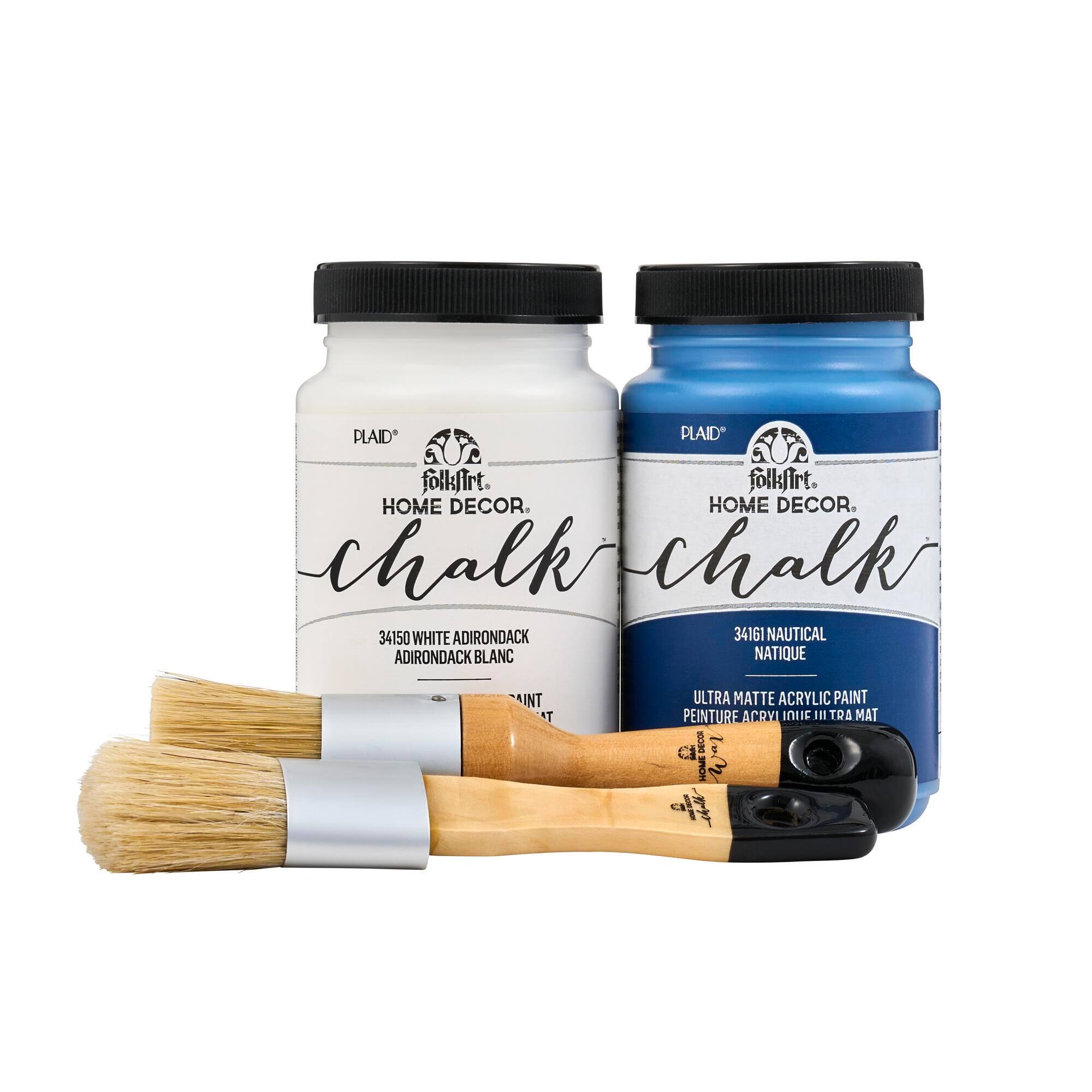 FolkArt® Home Decor™ Blue & White Chalk with Brushes Kit