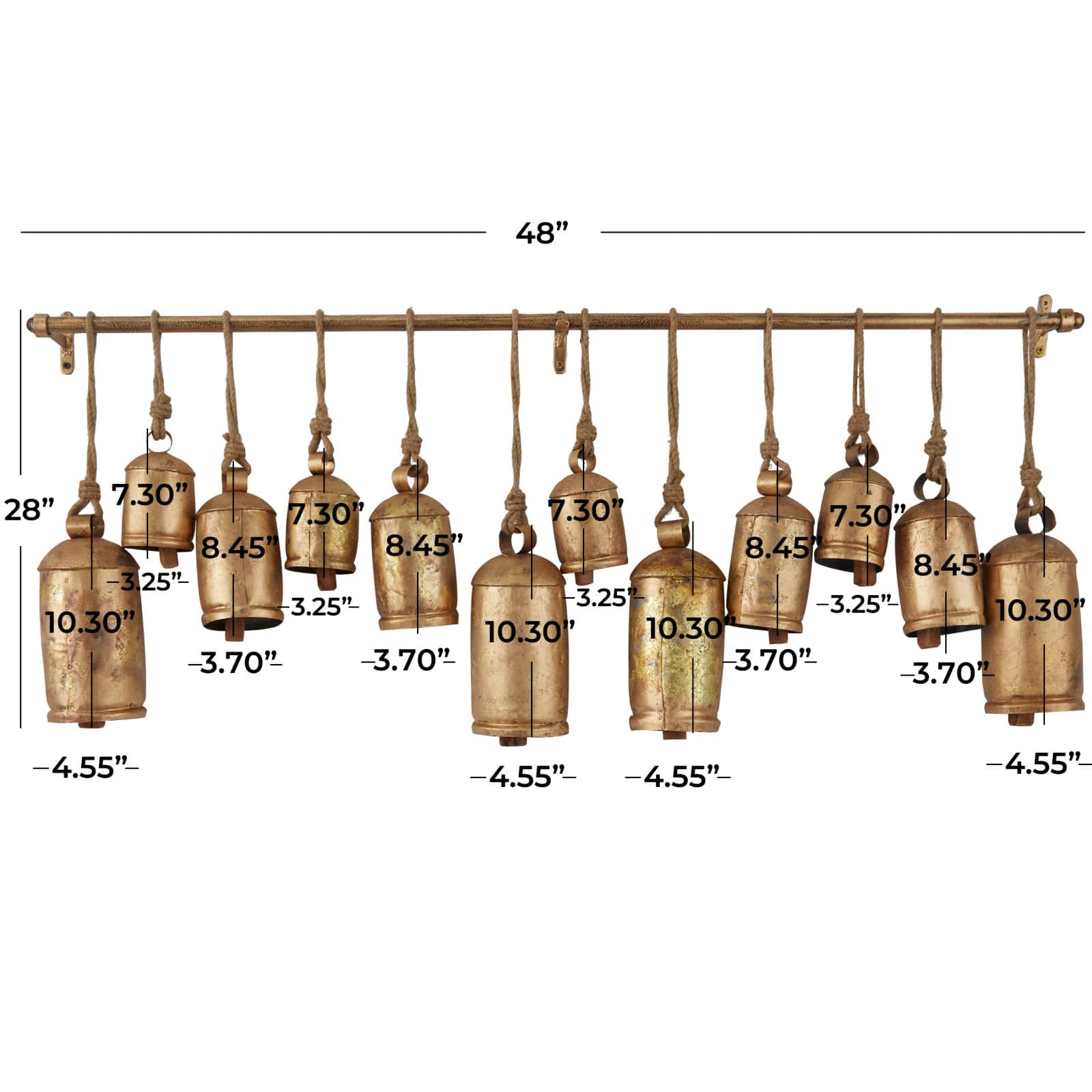 48" Metal Bohemian Decorative Cow Bells