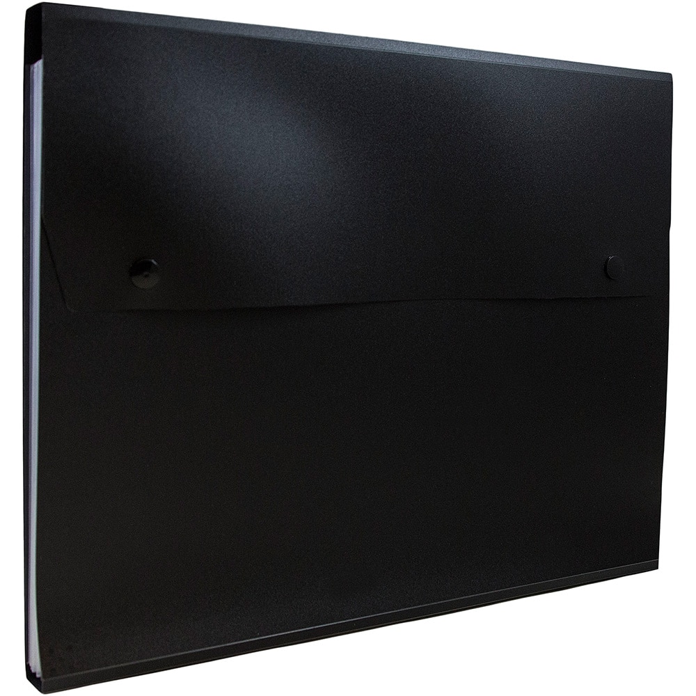 JAM Paper 9" x 13" Black Plastic Snap Closure Accordion Folder