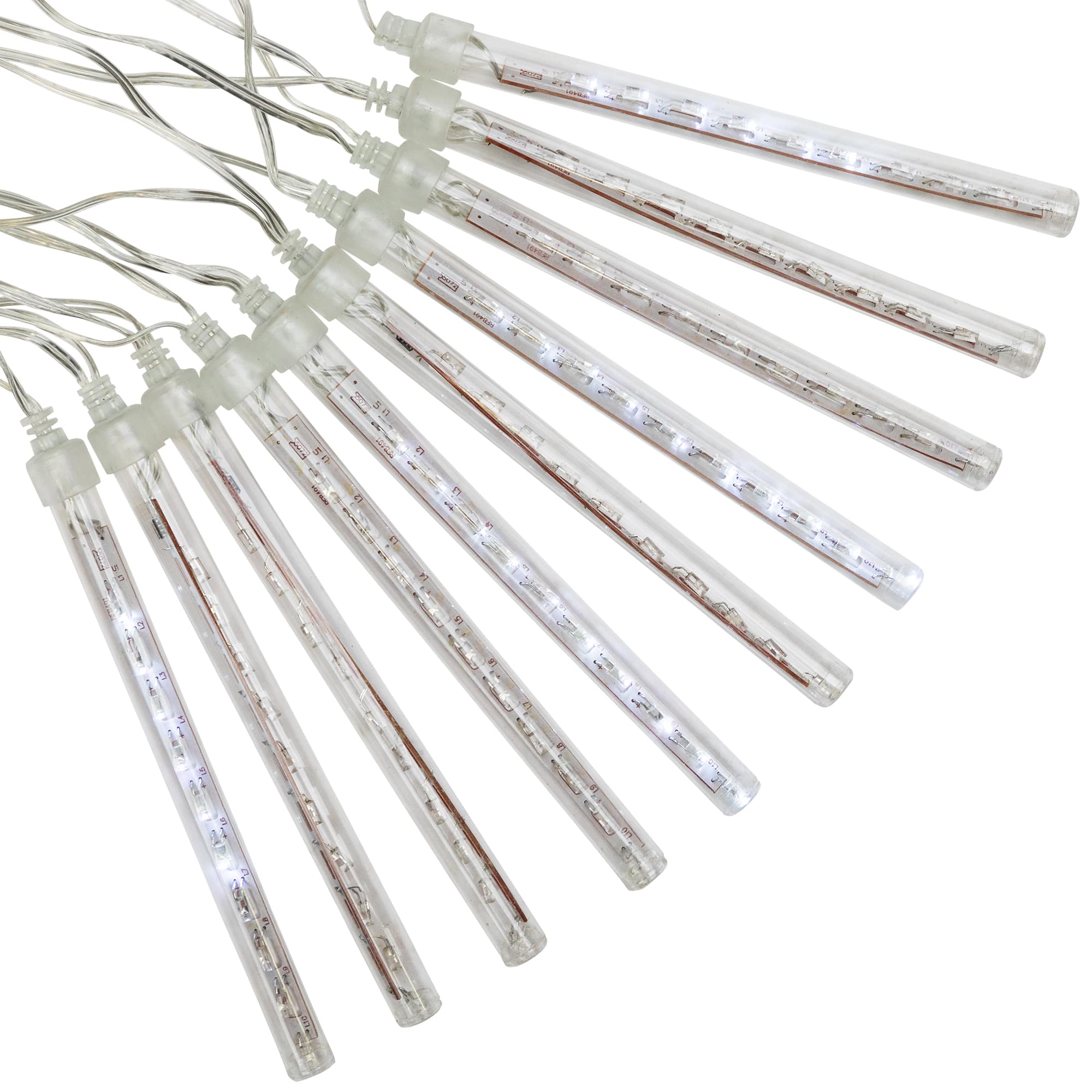 10ct. White Transparent Dripping Icicle Snowfall Christmas Light Tubes with Clear Wire