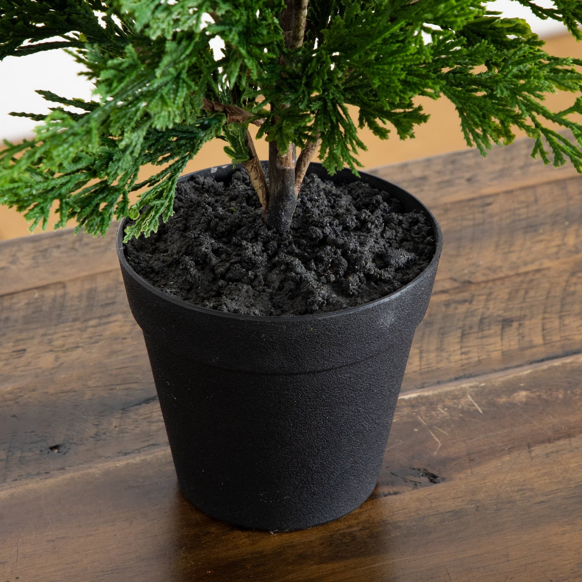 Nearly Natural 20" Artificial Real Touch Potted Winter Cypress Christmas Tree