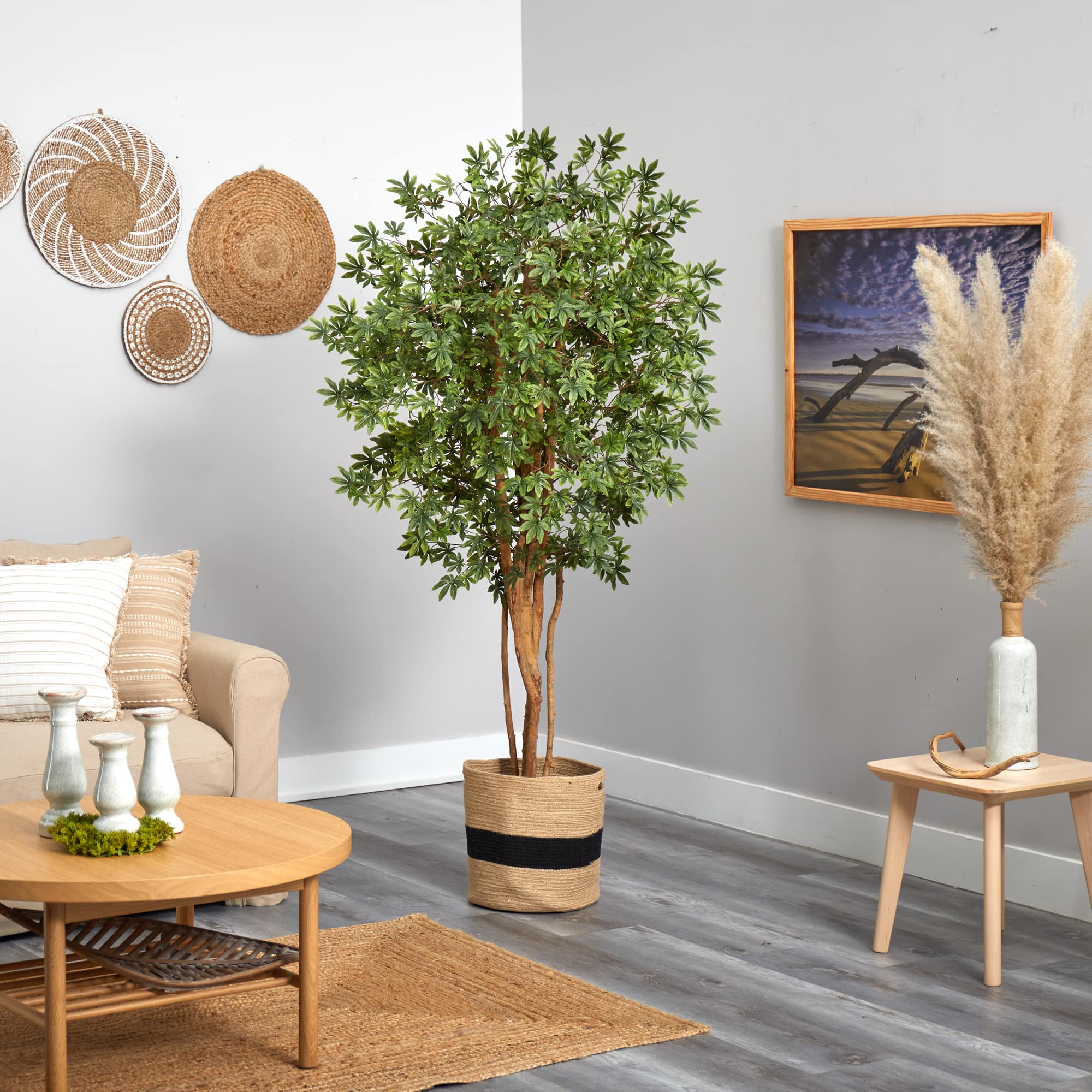 6ft. Japanese Maple Artificial Tree in Handmade Natural Cotton Planter
