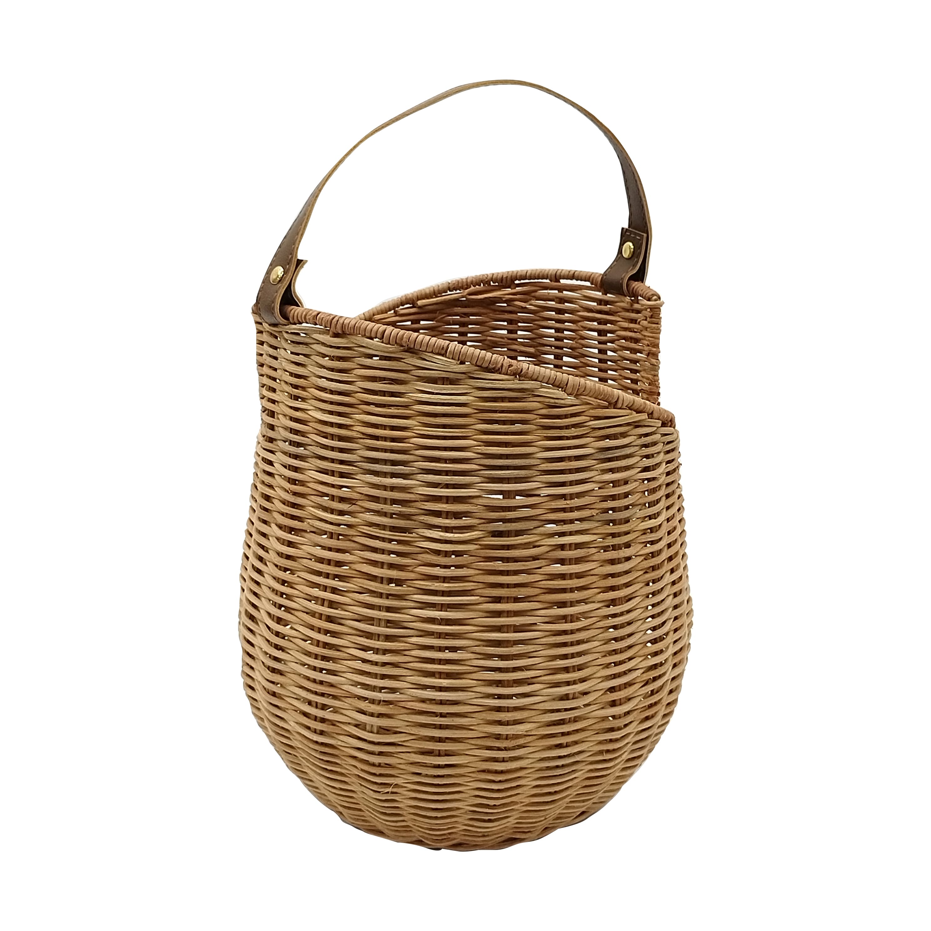 Rattan Woven Basket with Faux Leather Handle by Ashland®