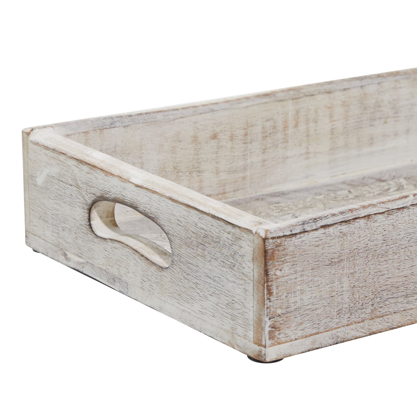 White Mango Wood Farmhouse Tray Set