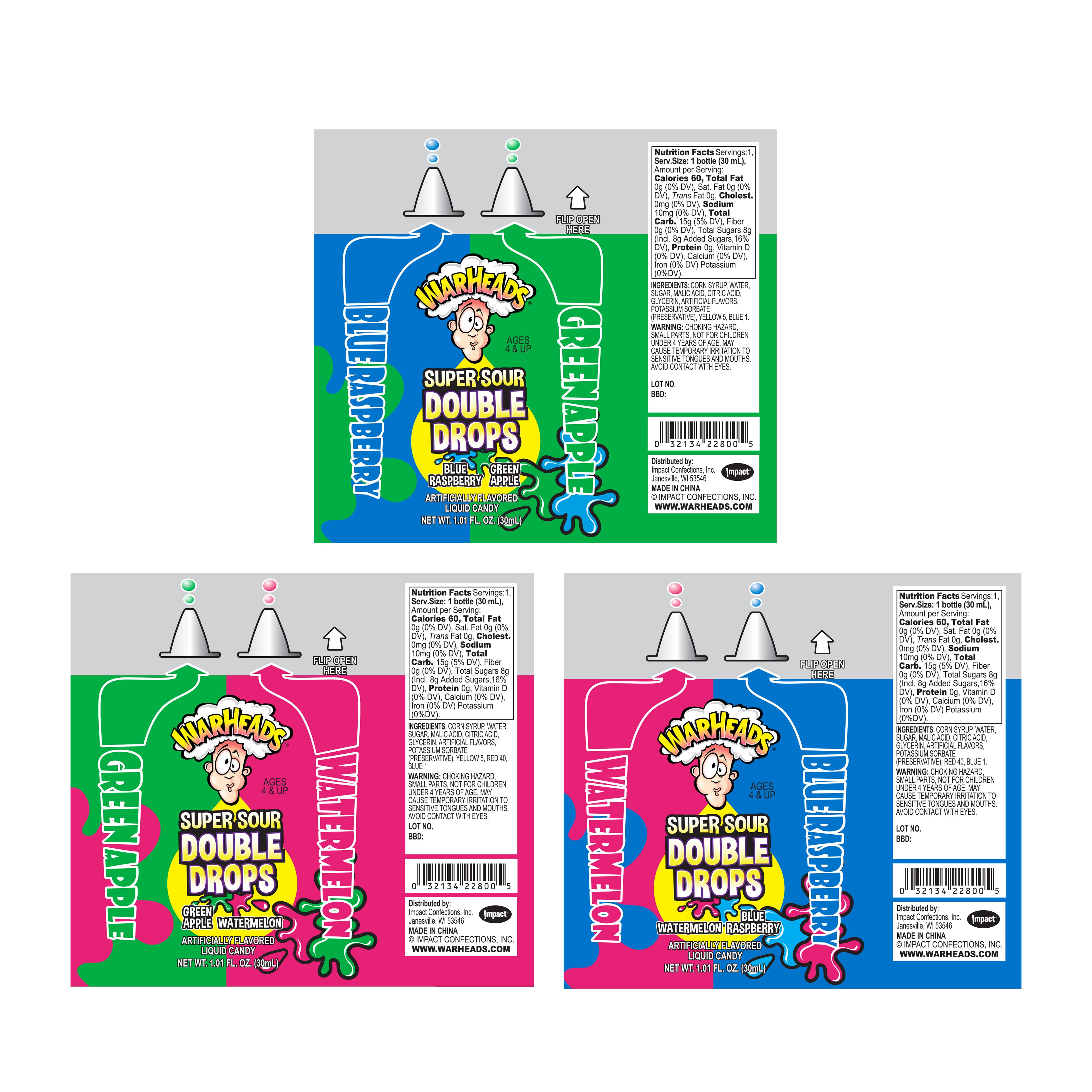 Assorted Warheads® Super Sour Double Drops
