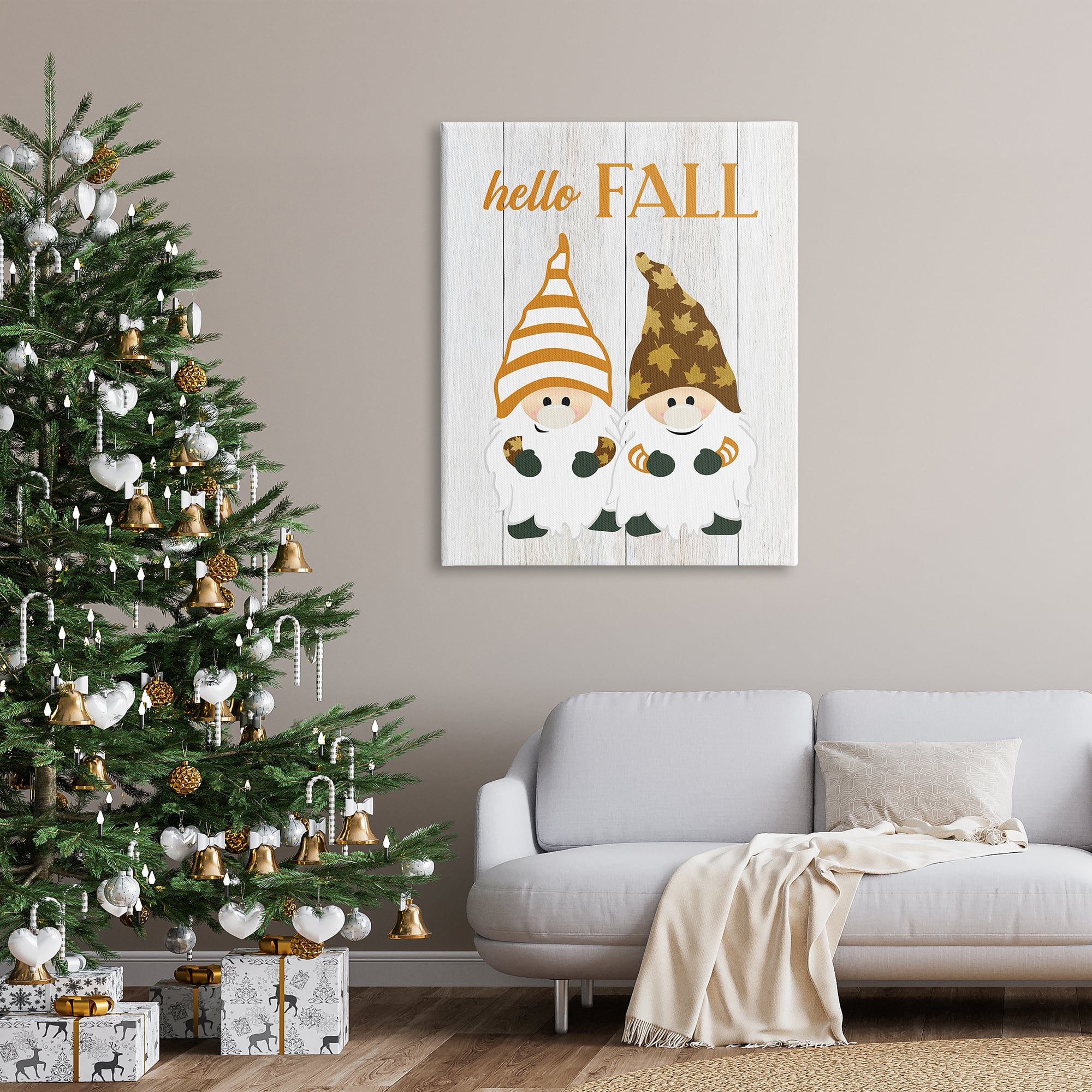 Stupell Industries Hello Fall Whimsical Gnomes Canvas Wall Art