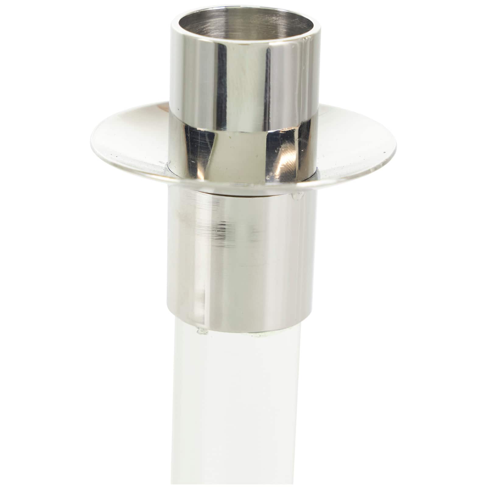Silver Stainless Steel Candle Holder with Clear Glass Center Set