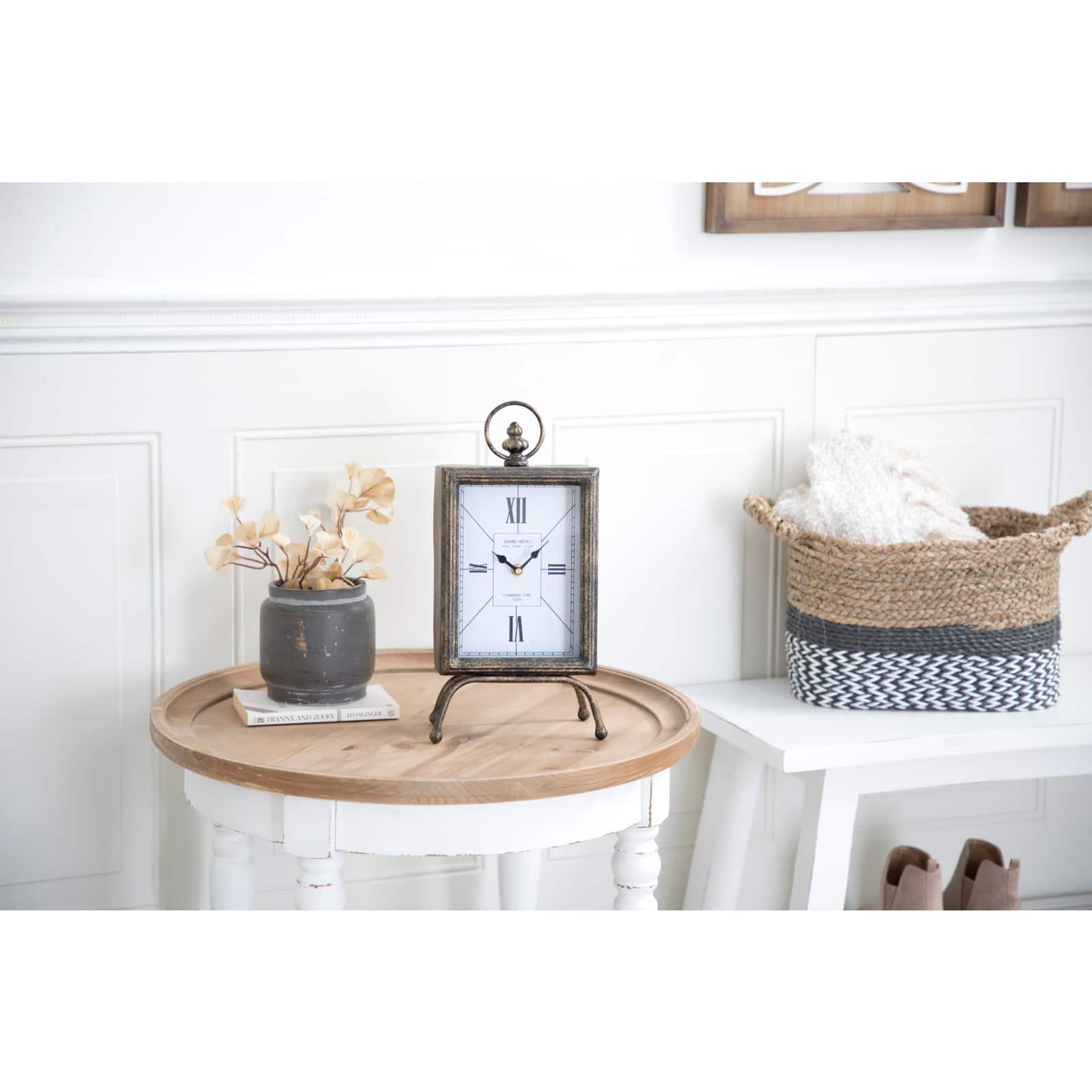 Brass Metal Rustic Clock, 14" x 8" x 4"